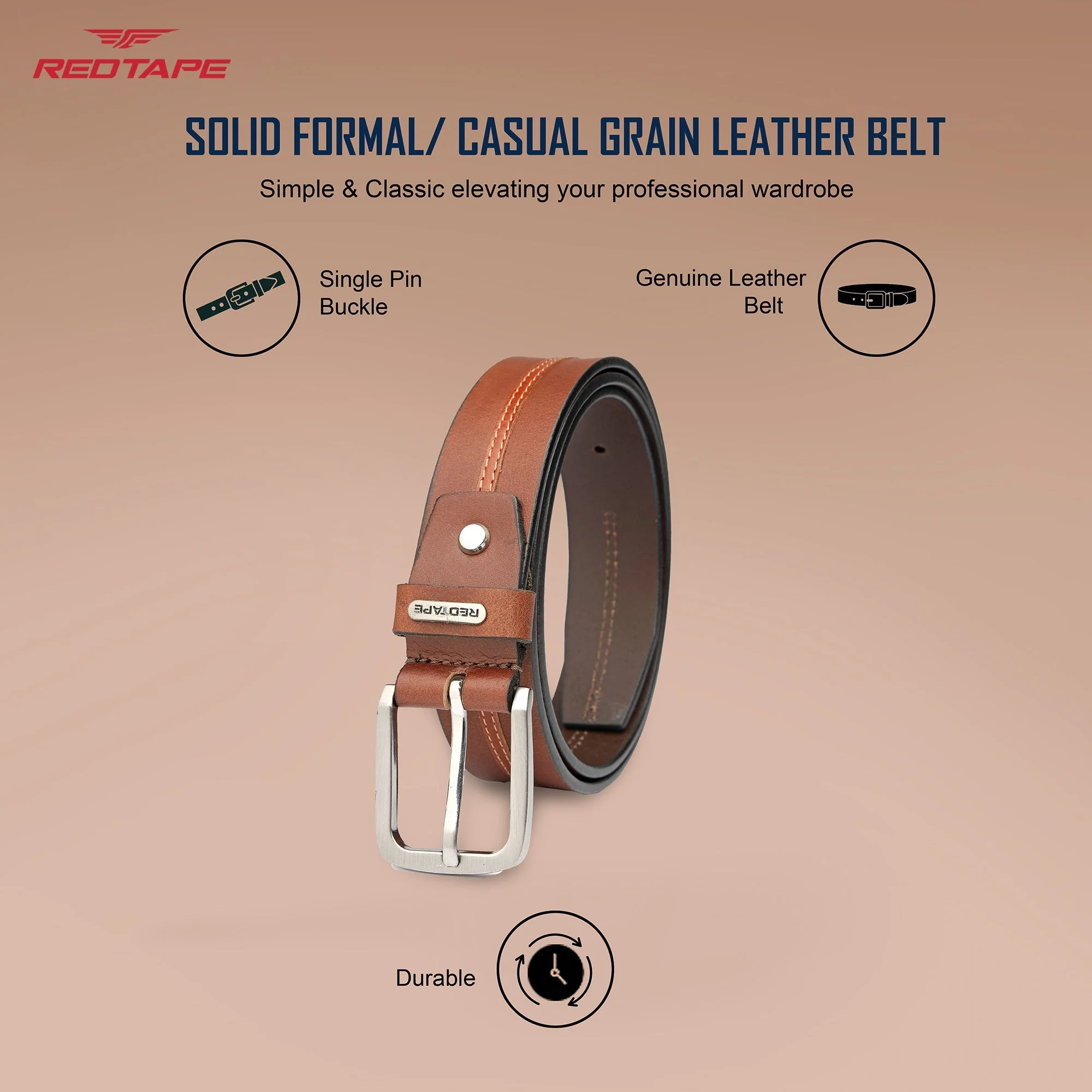 Brown Genuine Leather Belt for Men - Image 3