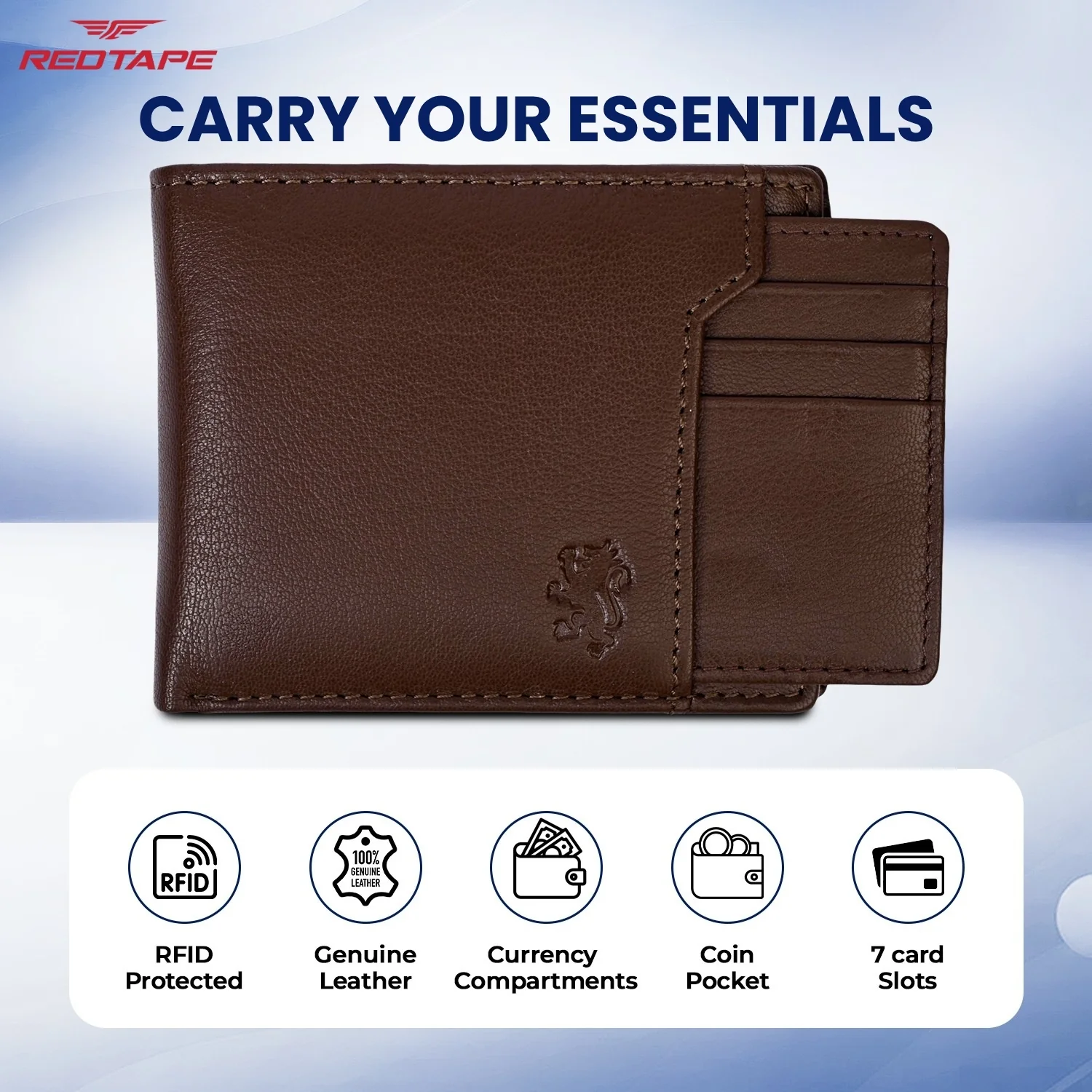 Brown Men's Bifold Leather Wallet with RFID Blocking Protection - Image 4