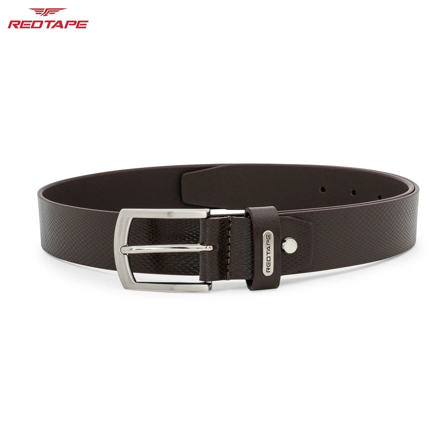 Brown Textured Leather Belt for Men - Image 4