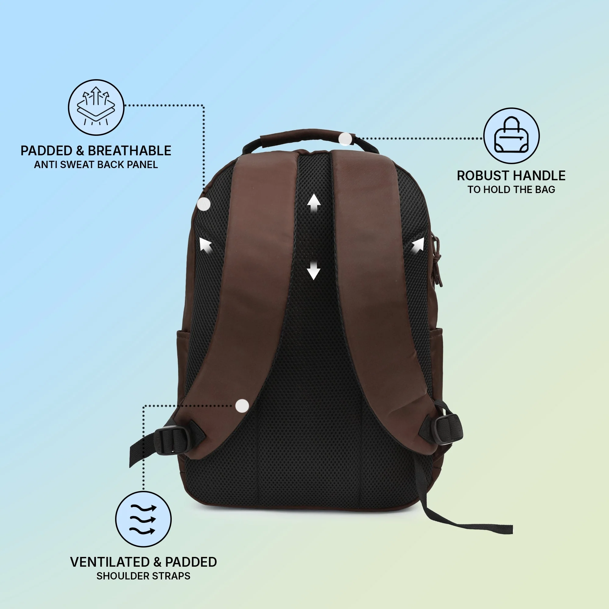 Brown Unisex 19.5L Polyester Laptop Backpack - Image 3