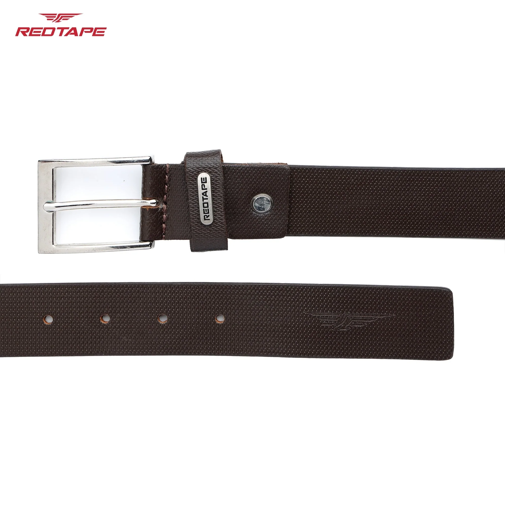 Brown Textured Genuine Leather Belt for Men - Image 5