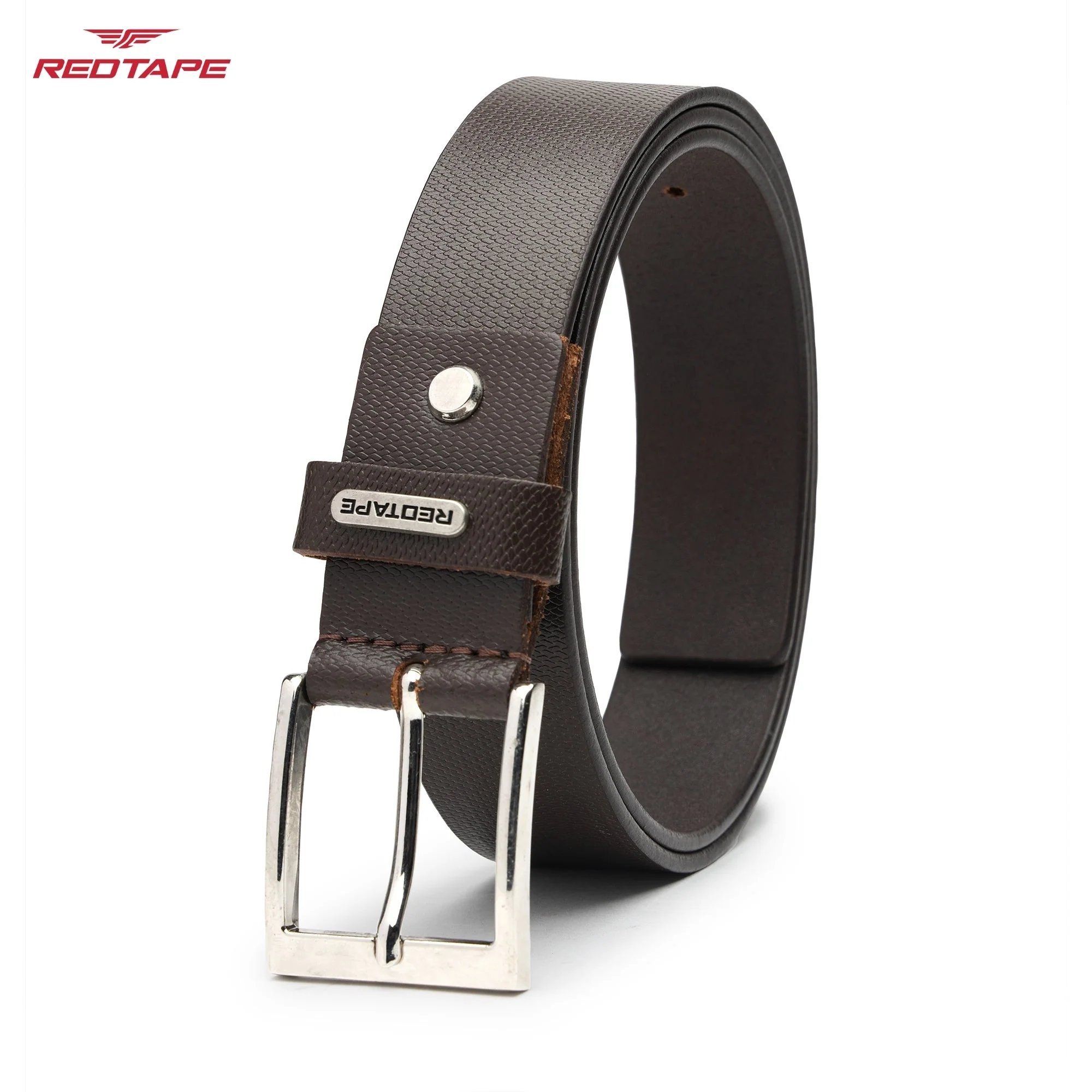 Brown Textured Genuine Leather Belt for Men - Image 6