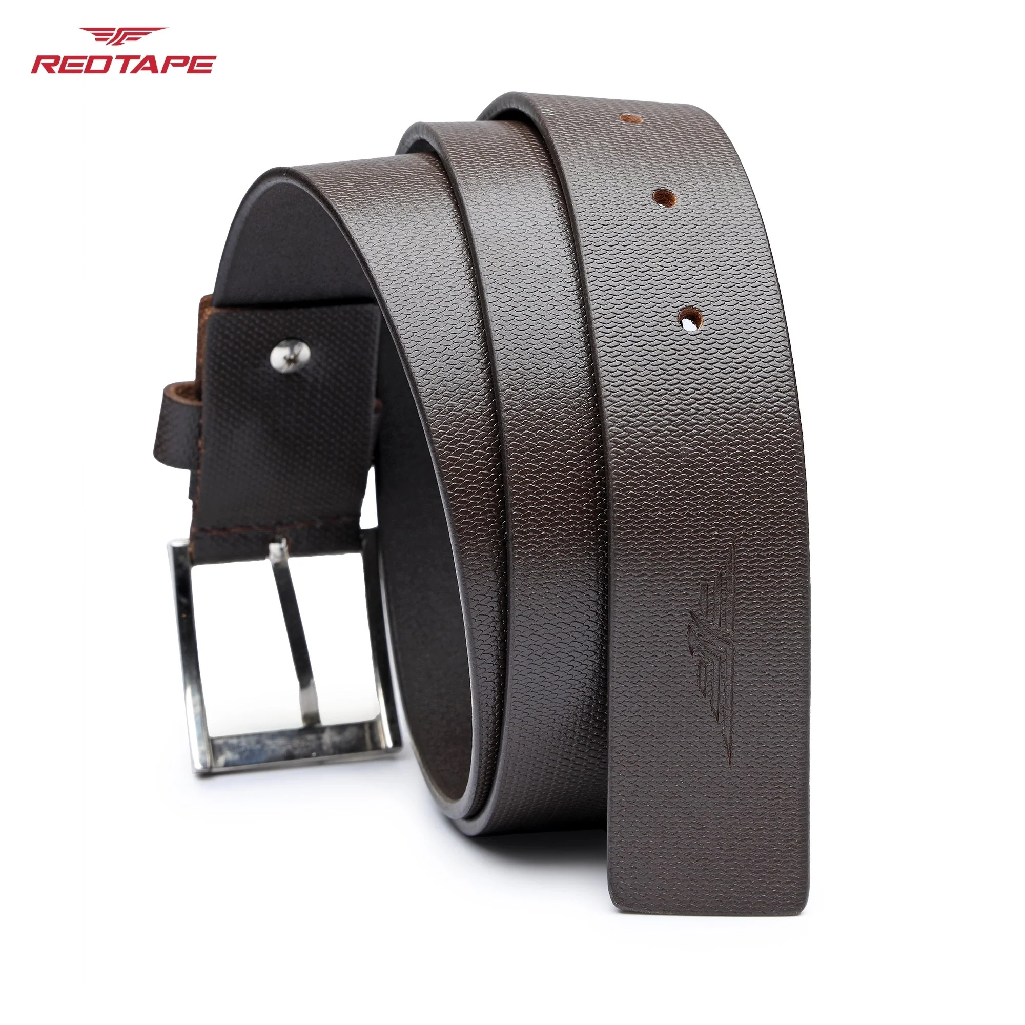 Brown Textured Genuine Leather Belt for Men - Image 7