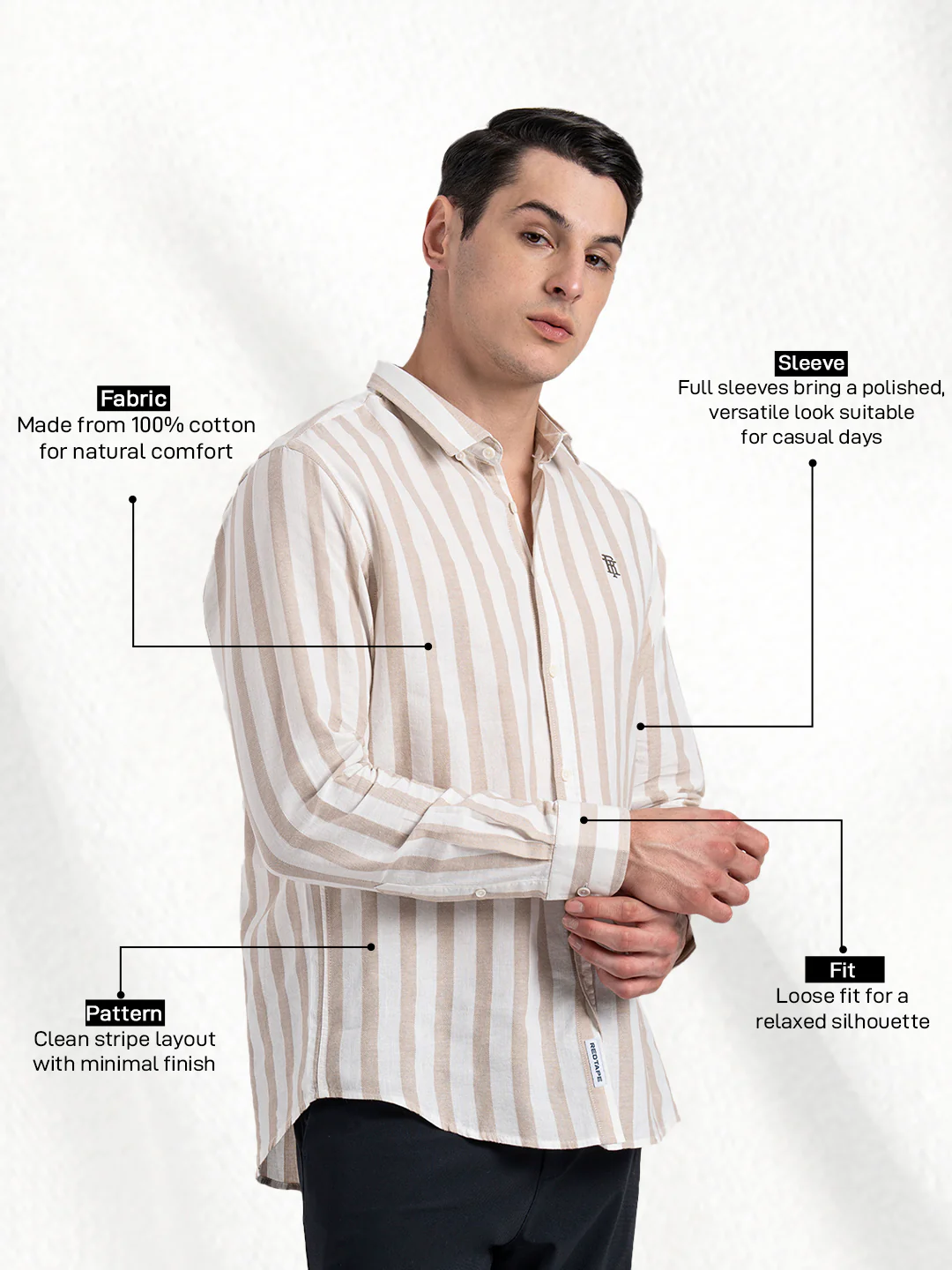 Button Down Striped Shirt for Men - Image 2