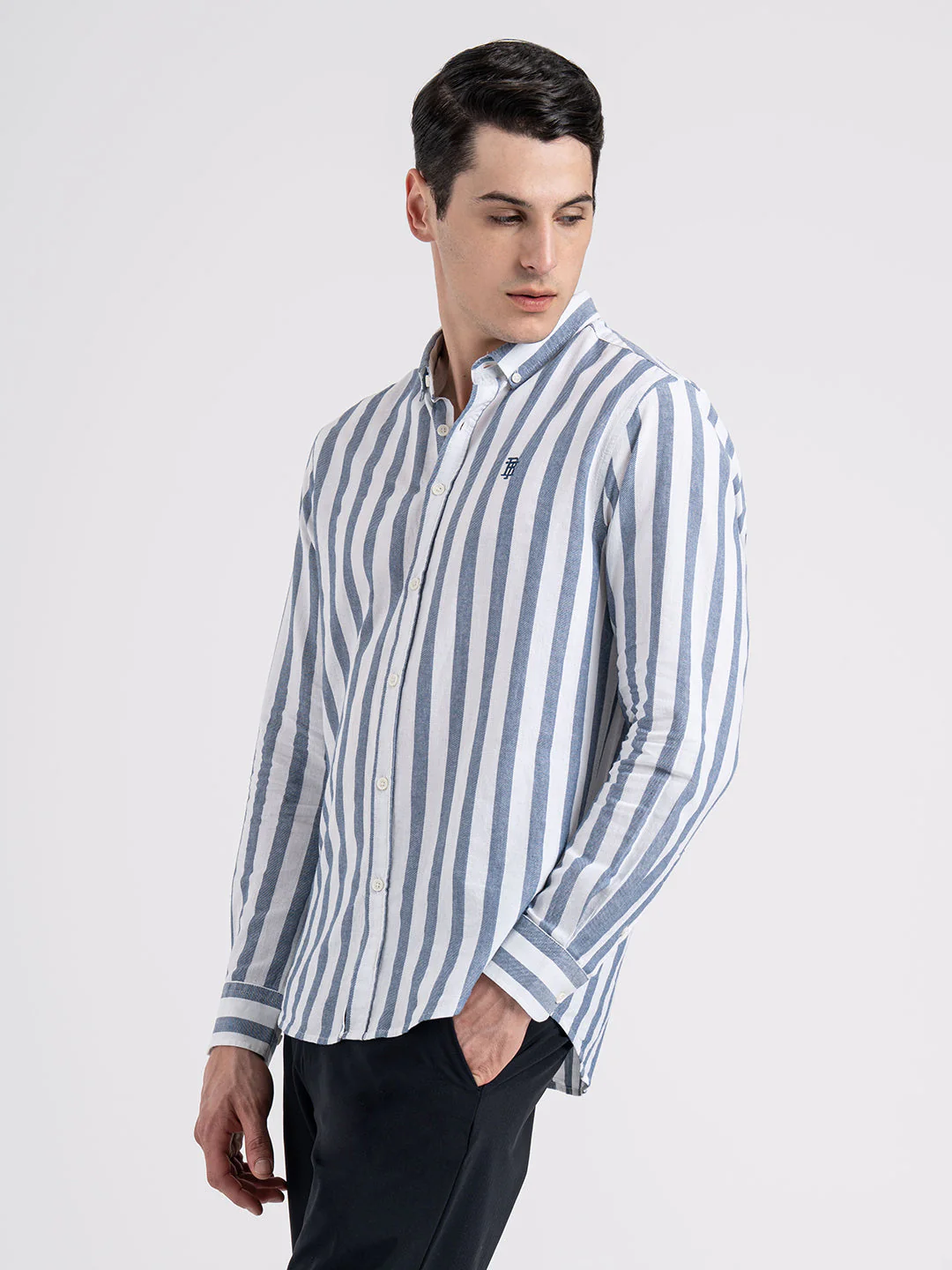 Button Down Striped Shirt for Men - Image 3