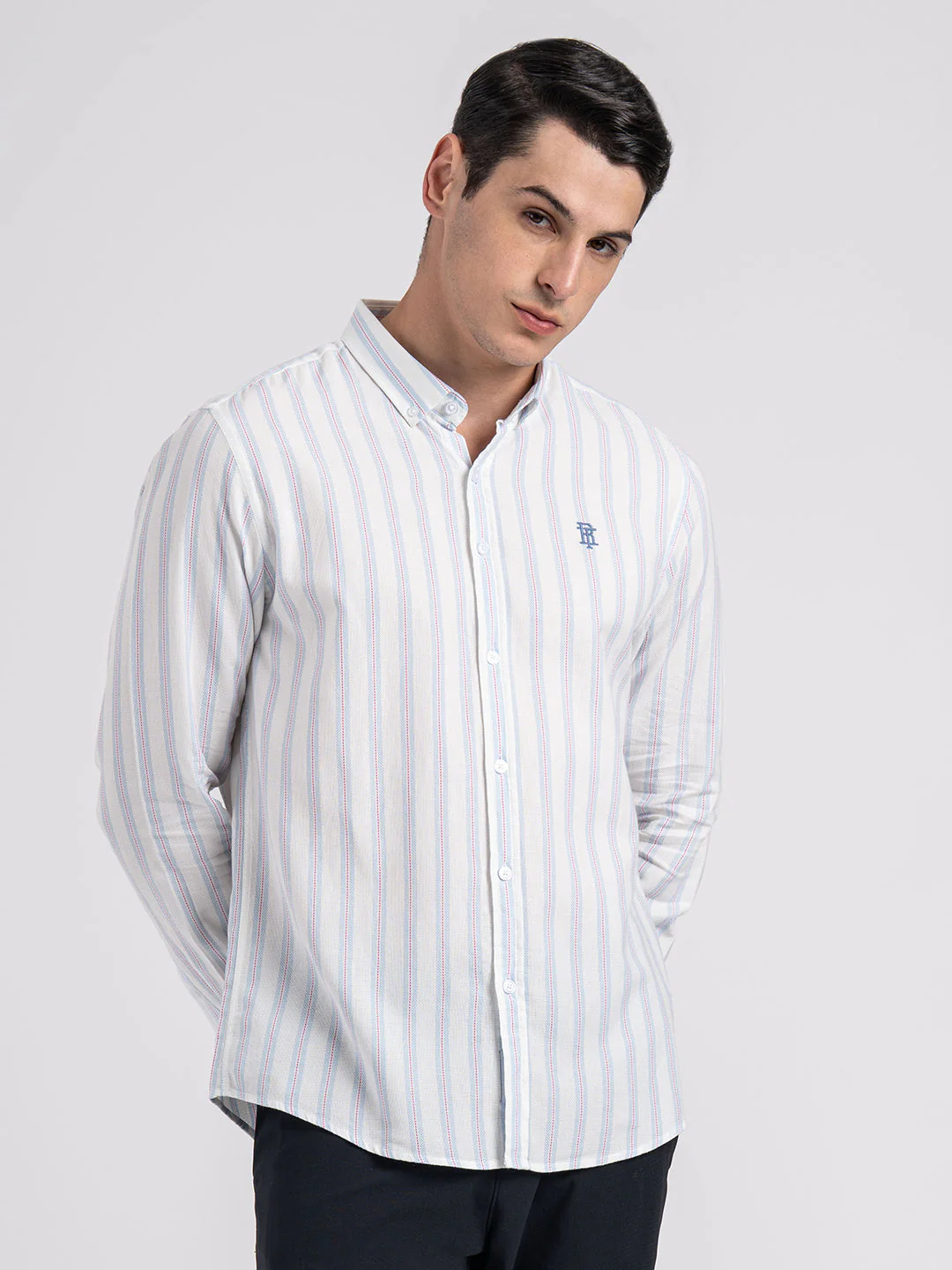 Button Down Striped Shirt for Men - Image 3