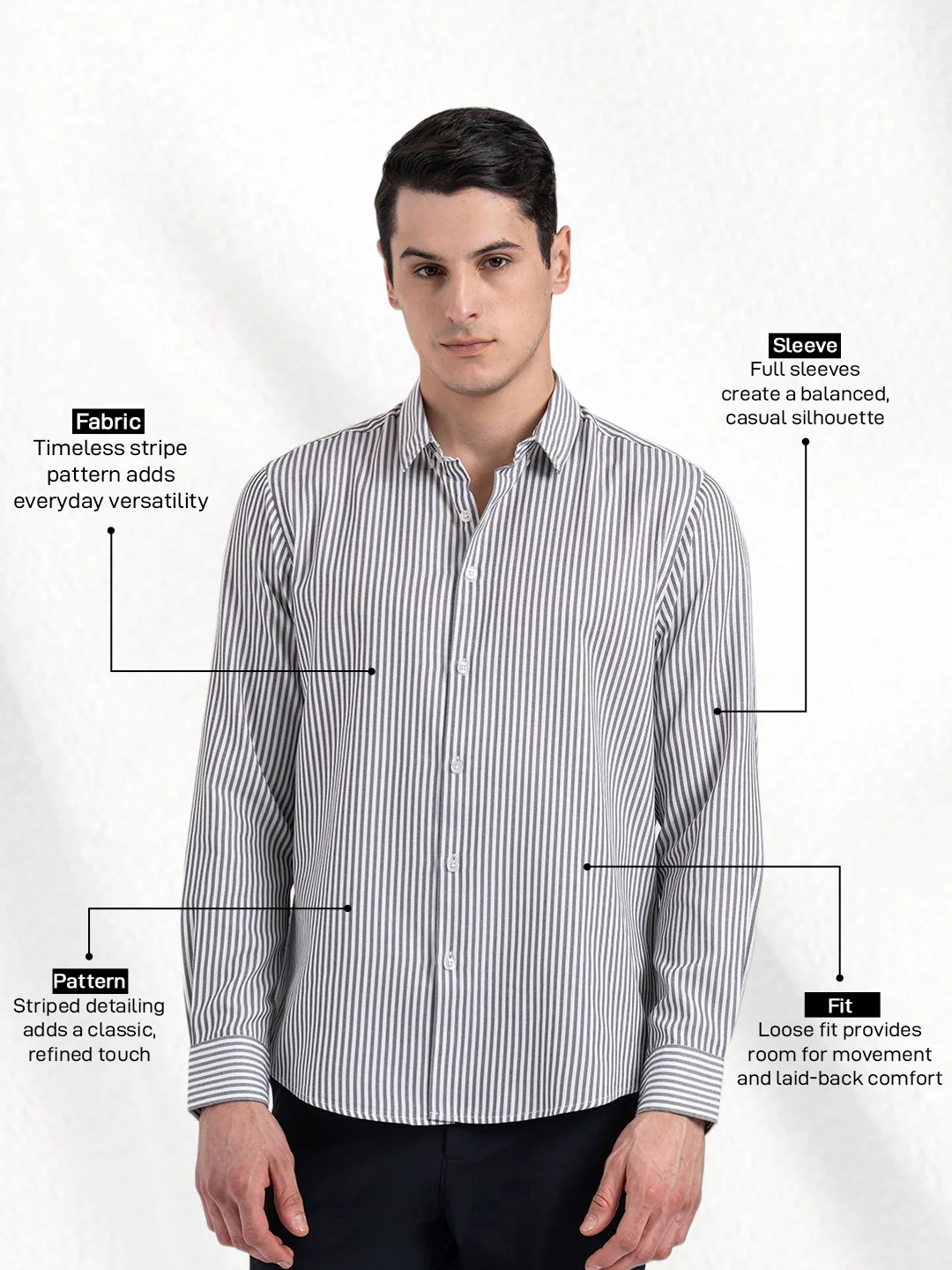 Button Down Striped Shirt for Men - Image 2