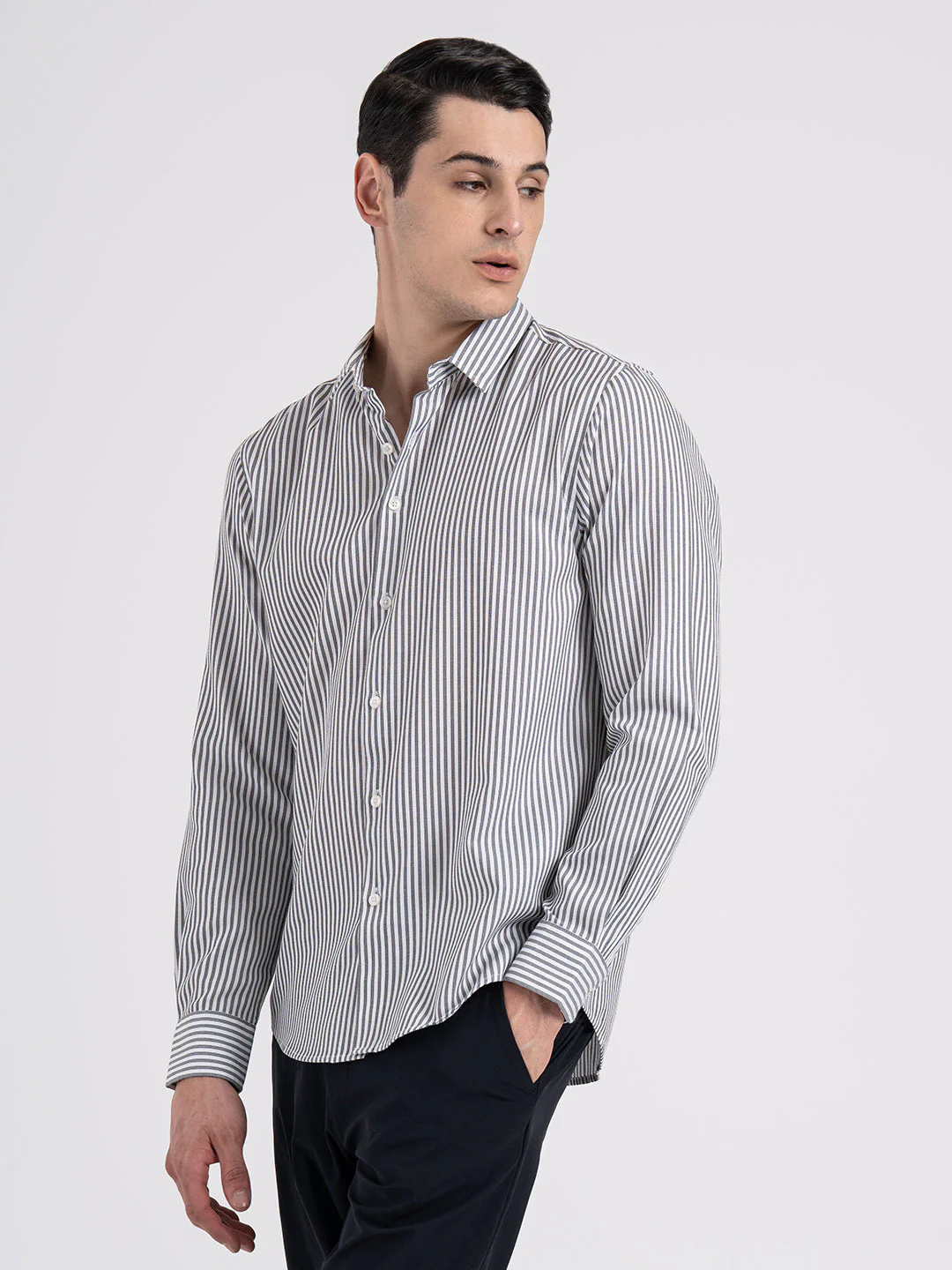 Button Down Striped Shirt for Men - Image 3