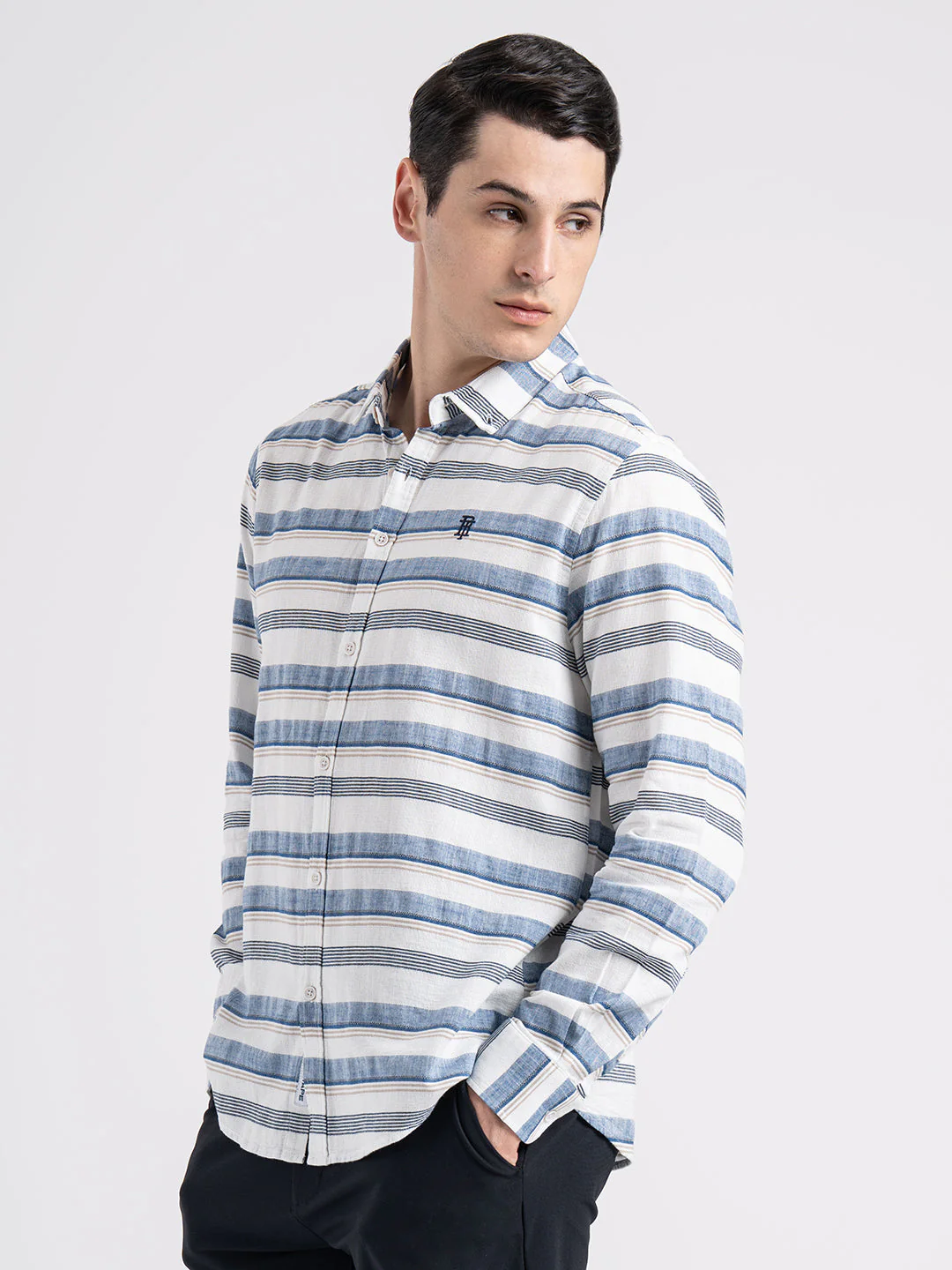 Button Down Striped Shirt for Men - Image 3