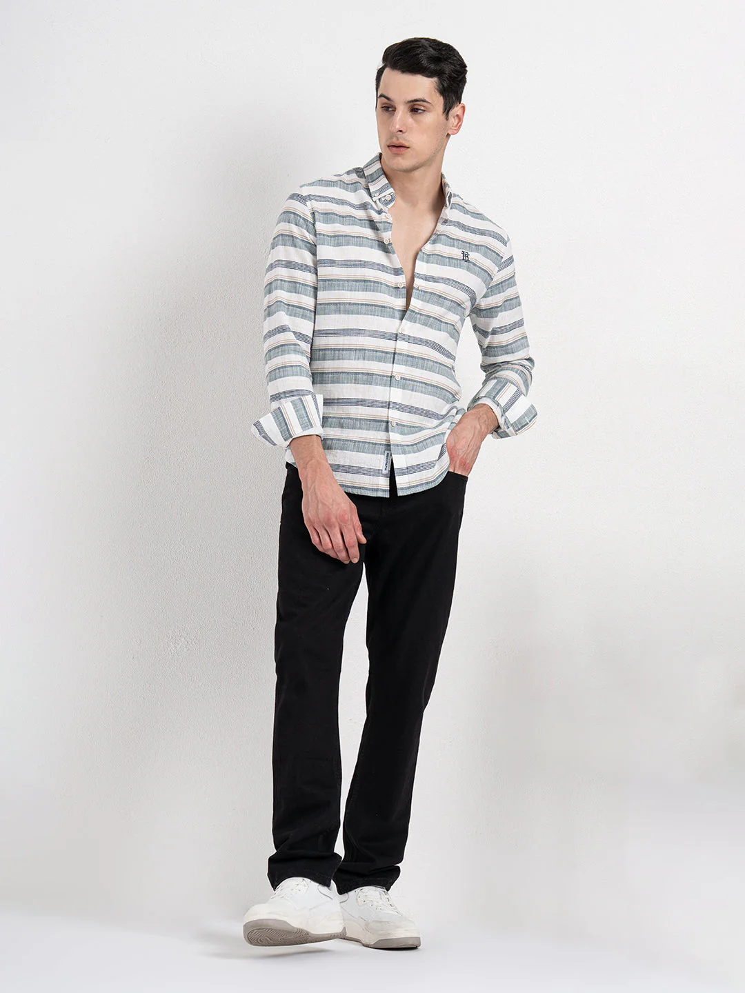 Button Down Striped Shirt for Men - Image 7