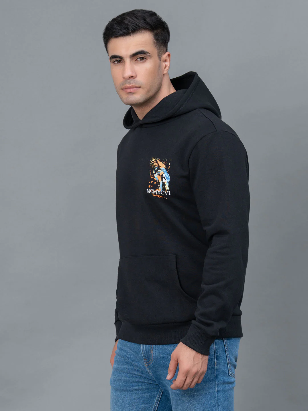 Casual Black Hoodie for Men - Image 2