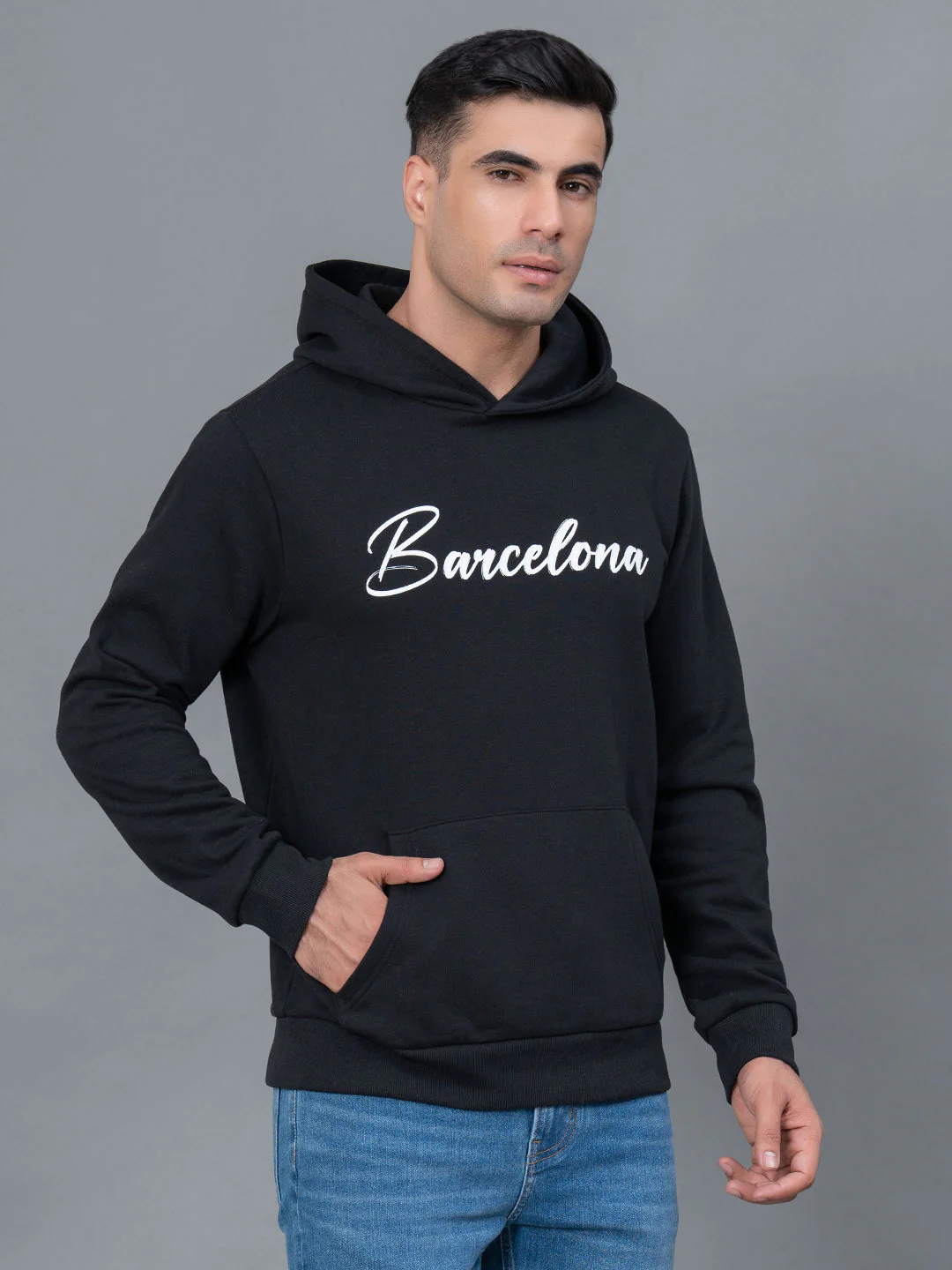 Casual Black Hoodie for Men - Image 2
