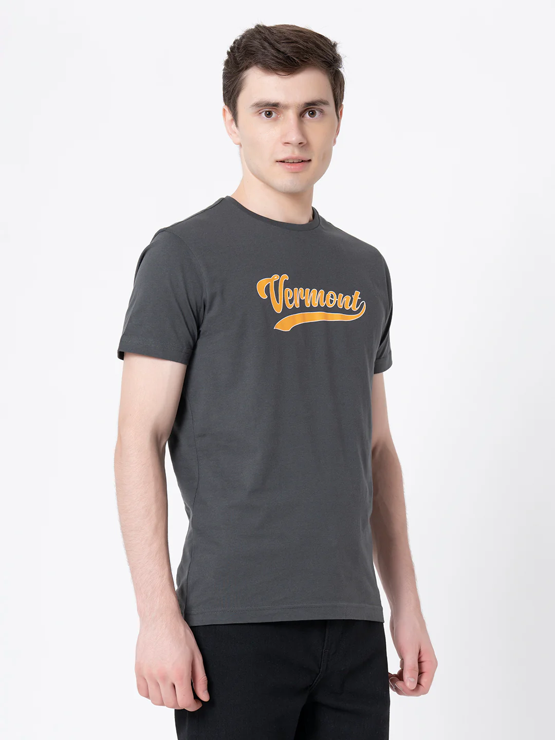 Casual Space Grey T-Shirt For Men - Image 2