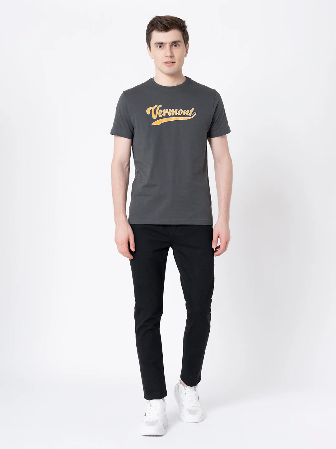 Casual Space Grey T-Shirt For Men - Image 5