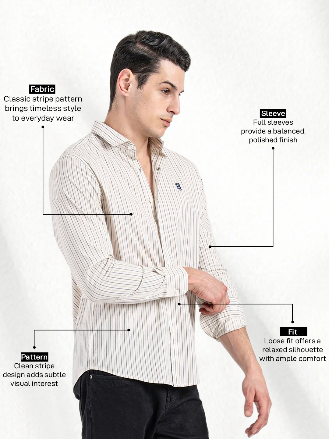 Classic Striped Shirt for Men - Image 2