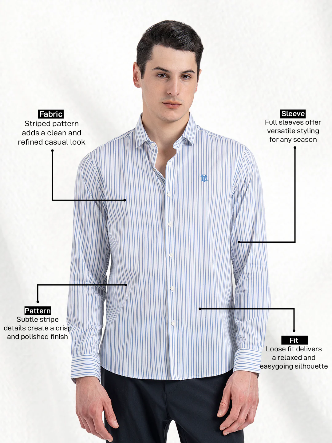 Classic Striped Shirt for Men - Image 2