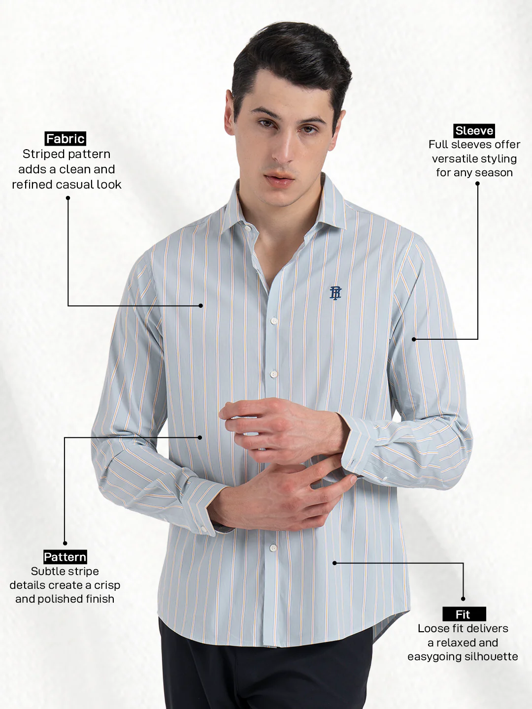 Classic Striped Shirt for Men - Image 2