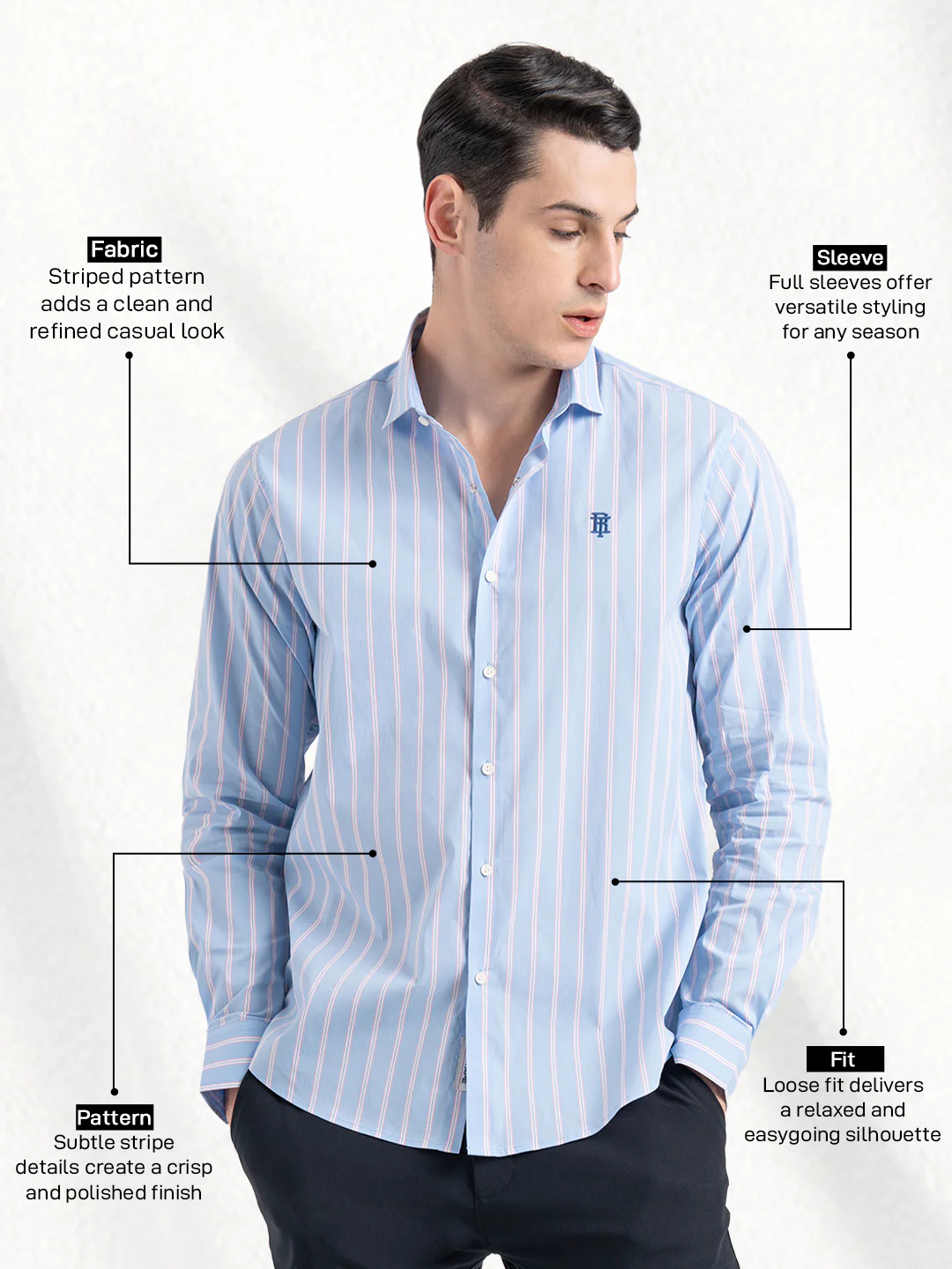 Classic Striped Shirt for Men - Image 2