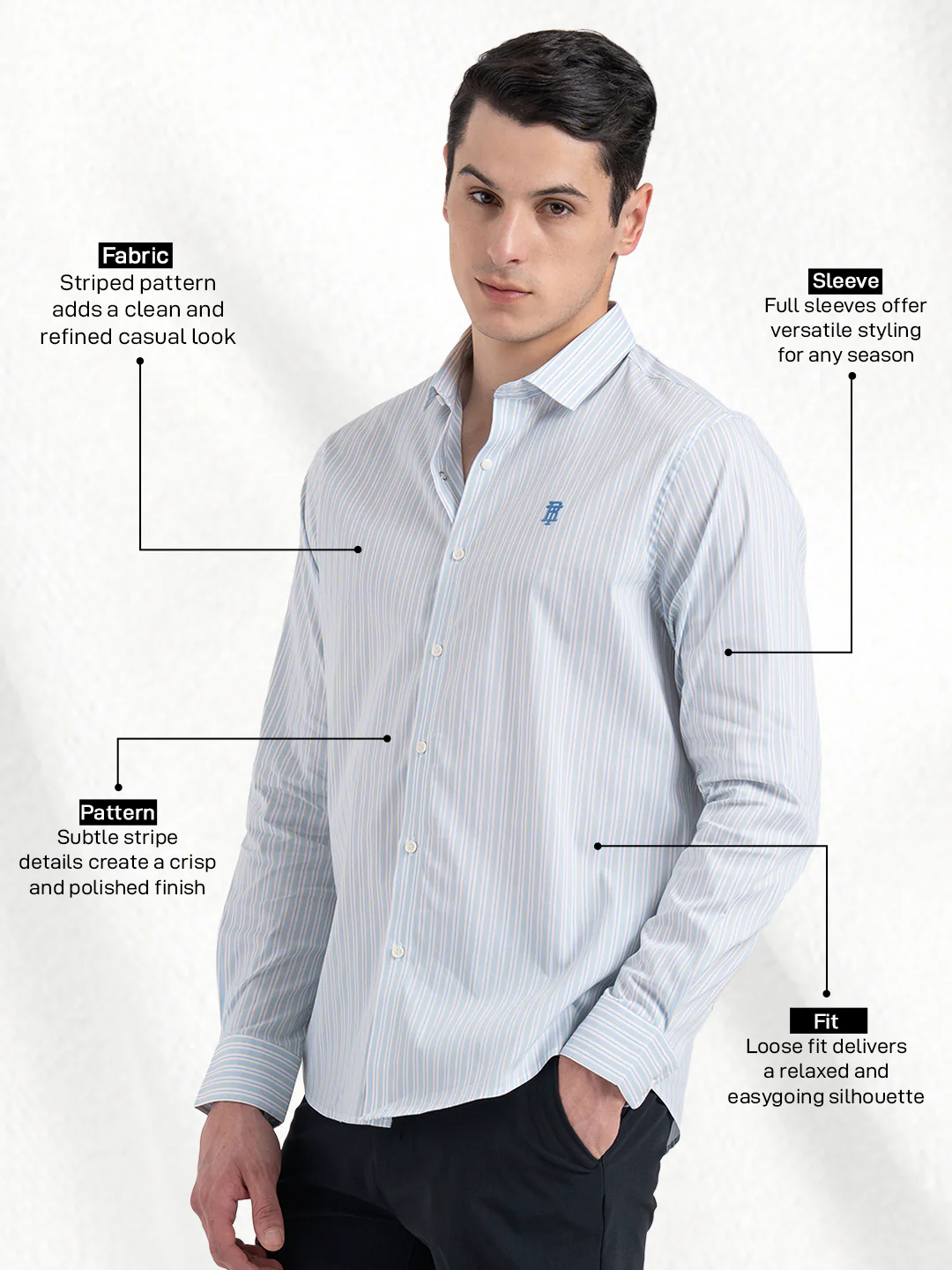 Classic Striped Shirt for Men - Image 2
