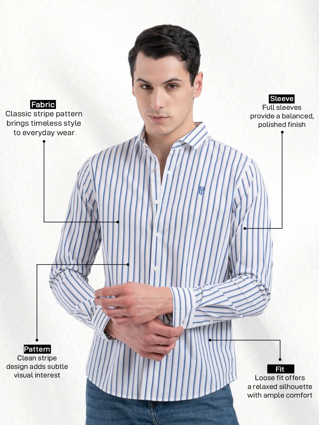 Classic Striped Shirt for Men - Image 2