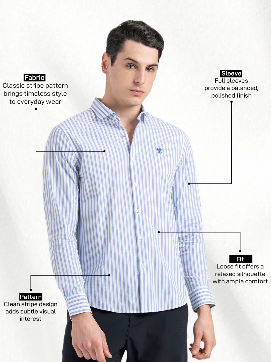 Classic Striped Shirt for Men - Image 2