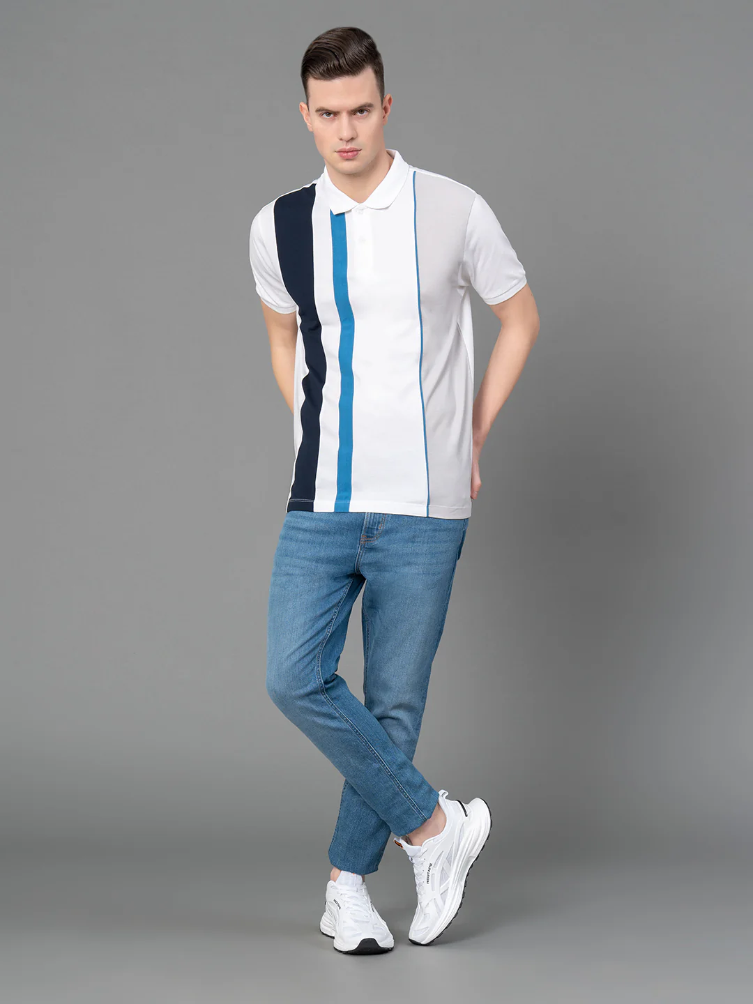 Colorblock Polo T-Shirt for Men - Image 5