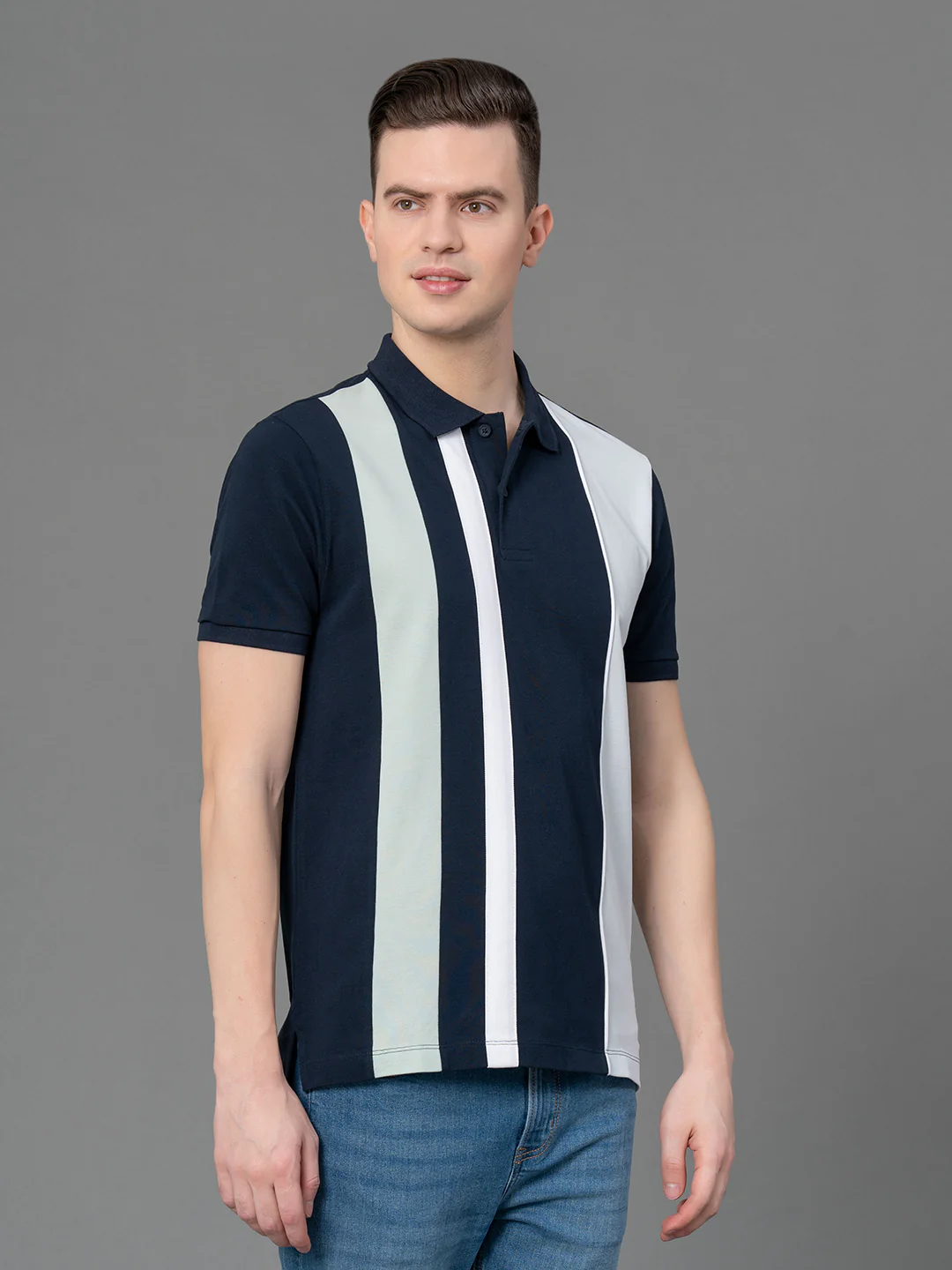Colorblock Polo T-Shirt for Men - Image 2