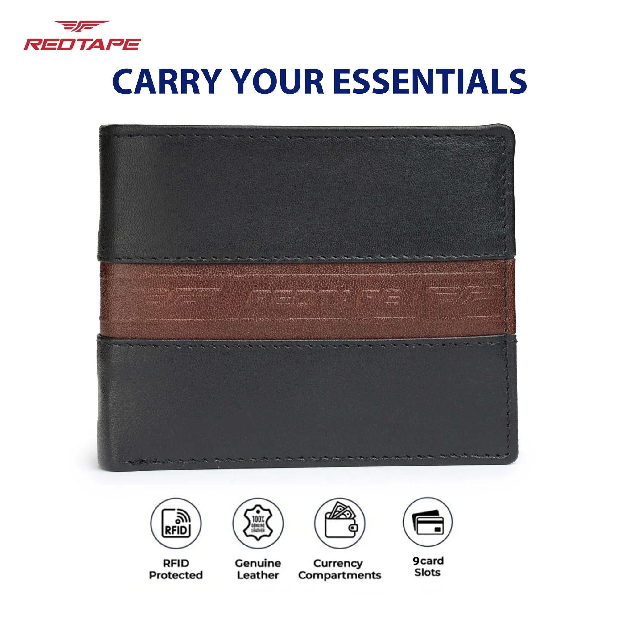 Dark Navy Tan Men's Leather Wallet - Image 4