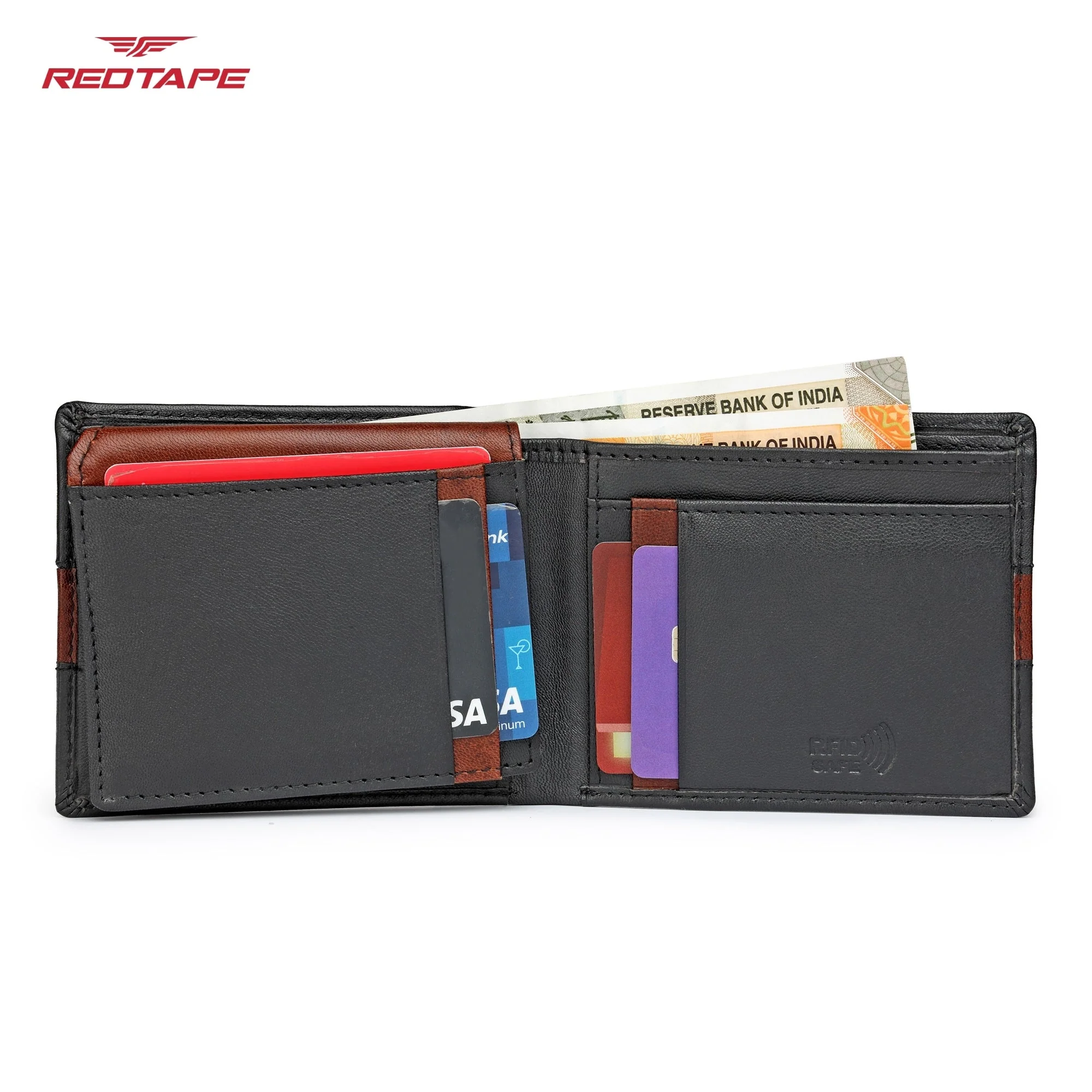 Dark Navy Tan Men's Leather Wallet - Image 6