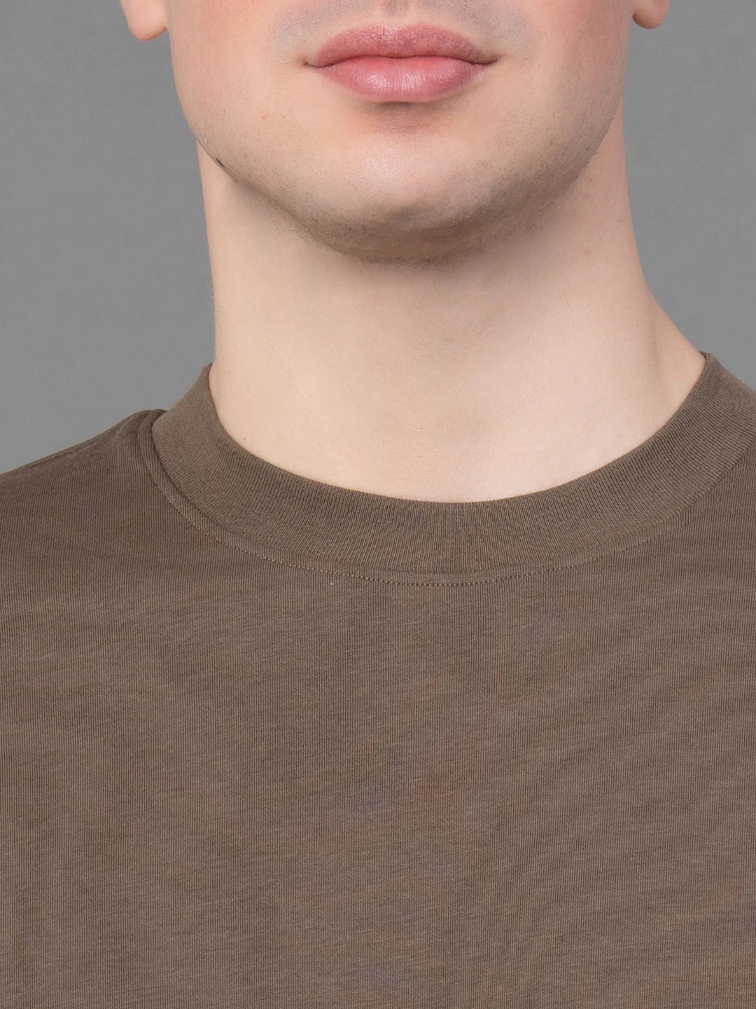 Deep Olive Oversized Round Neck T-Shirt for Men - Image 4
