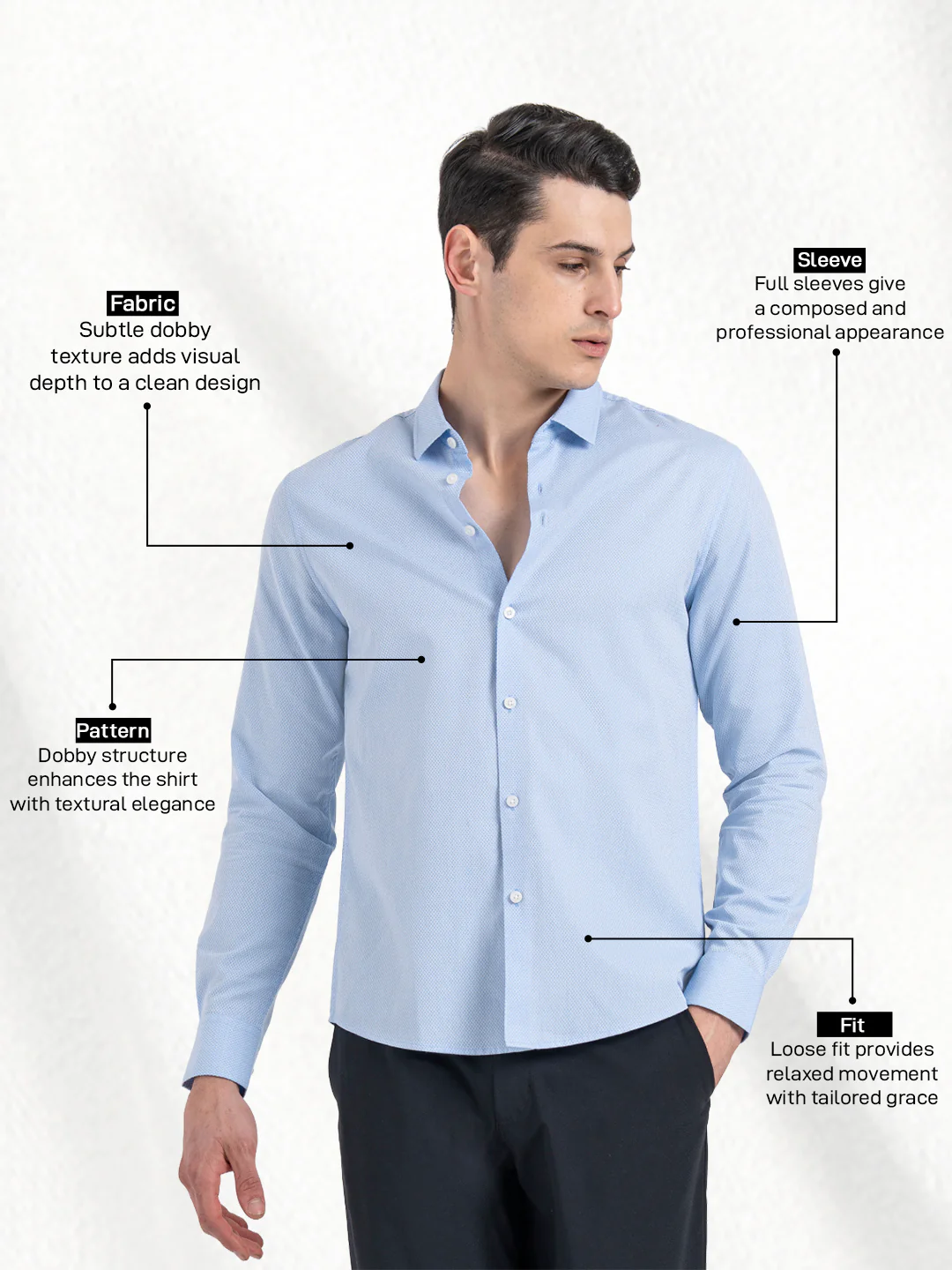 Dobby Button-Down Formal Shirt for Men - Image 2