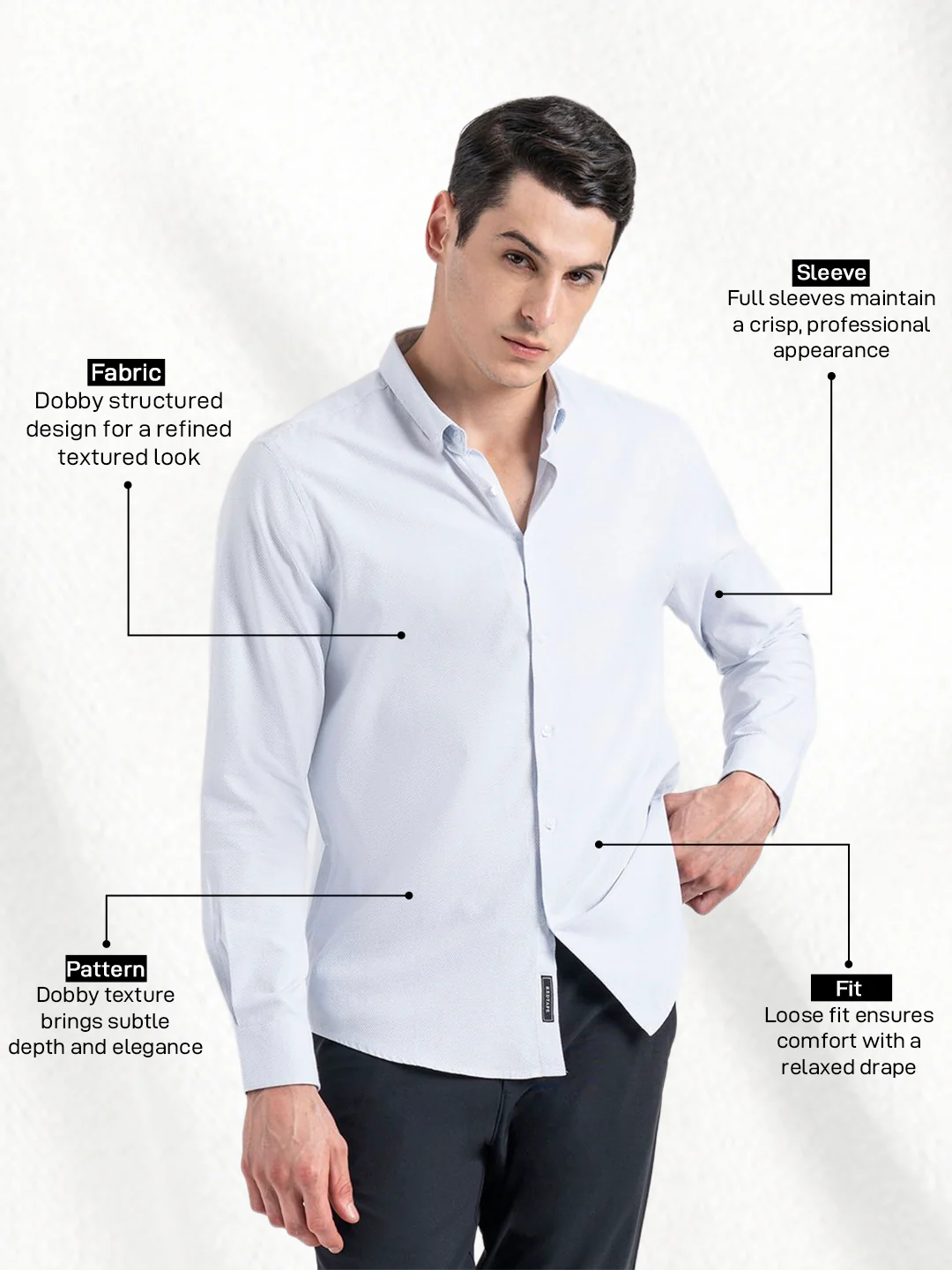 Dobby Button-Down Formal Shirt for Men - Image 2