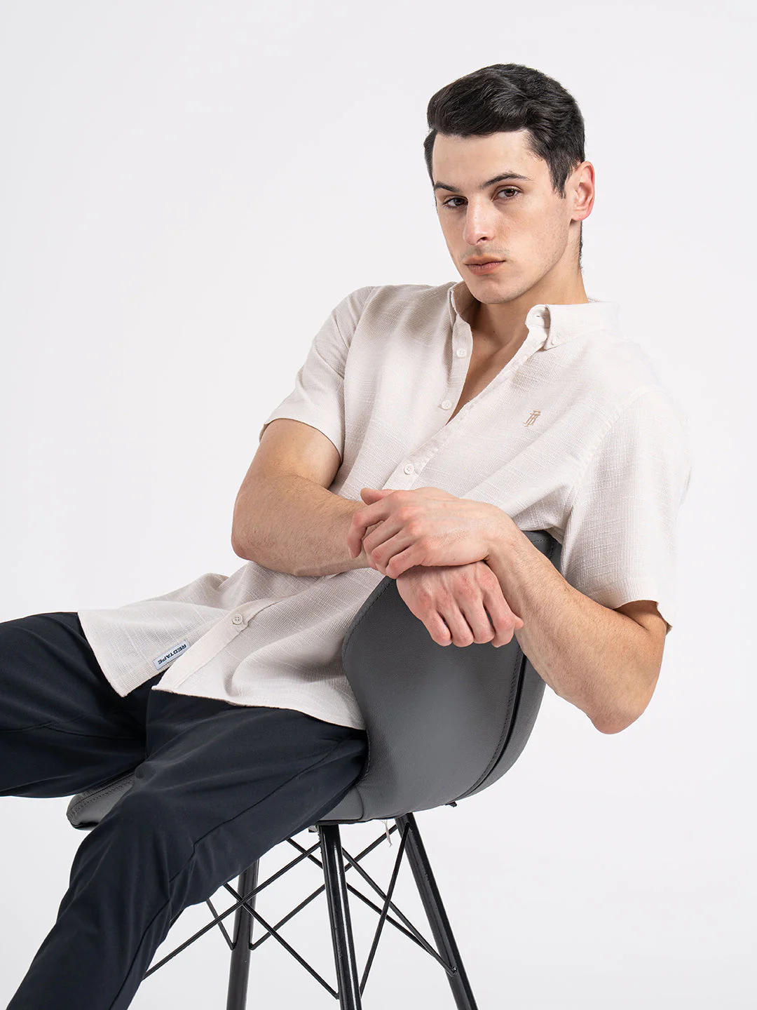 Dobby Half Slevee Button Down Shirt for Men - Image 5