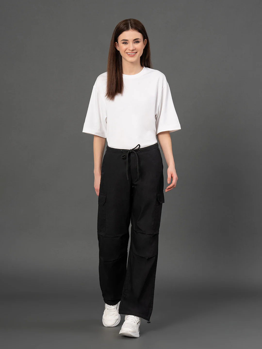 Drawstring Parachute Cargo Pants for Women - Image 4