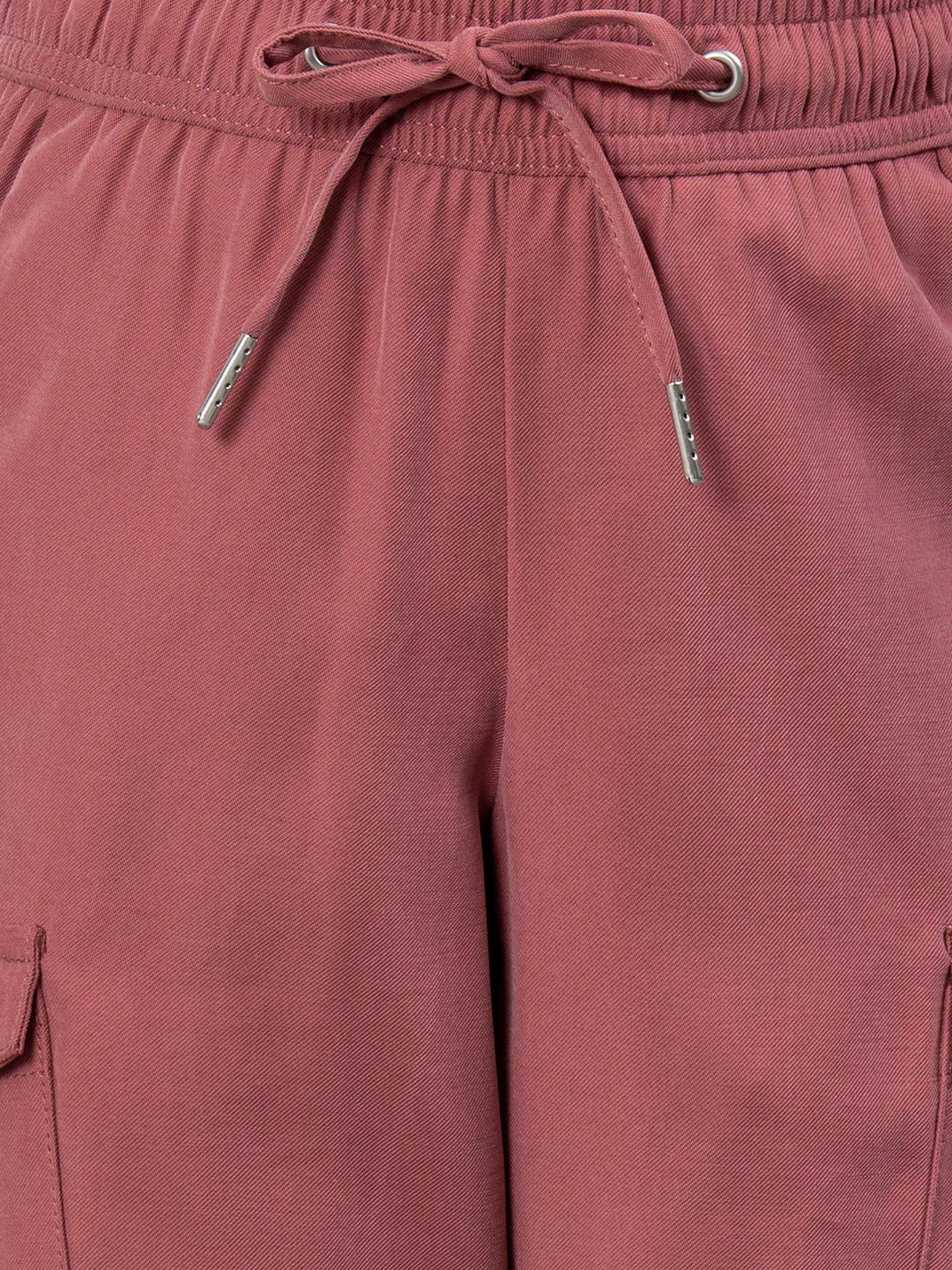 Dusky Pink Viscose Polyester Solid Girl's Cargo Jogger - Image 4