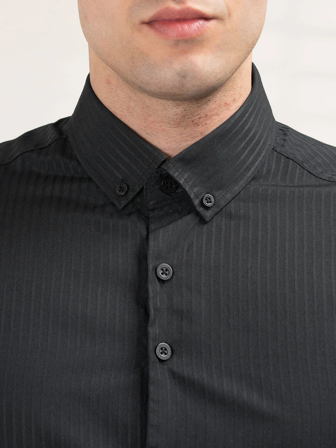 Full Sleeve Black Dobby Shirt for Men | Refined Formal Elegance - Image 5