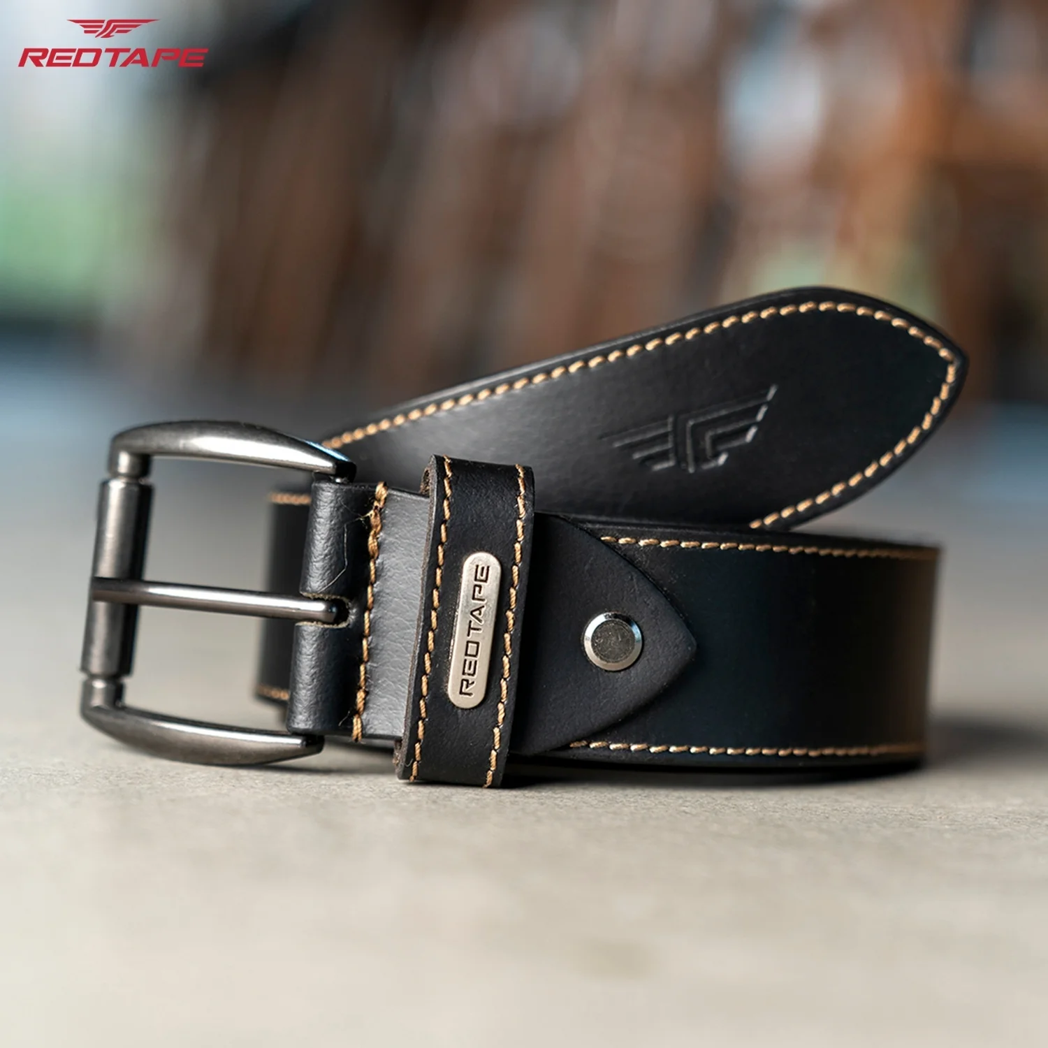 Genuine Black Leather Belt for Men - Image 3
