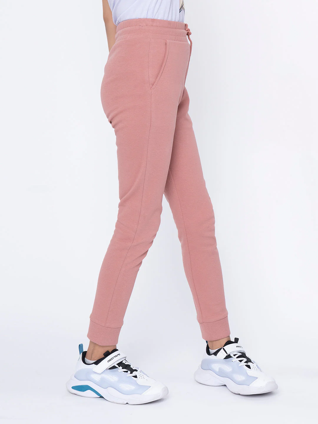 Girls Pale Pink Solid Jogger - Image 2