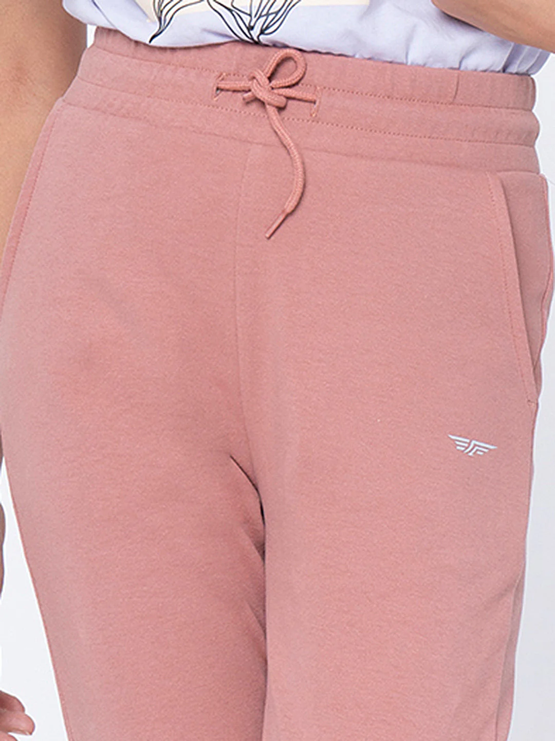 Girls Pale Pink Solid Jogger - Image 3