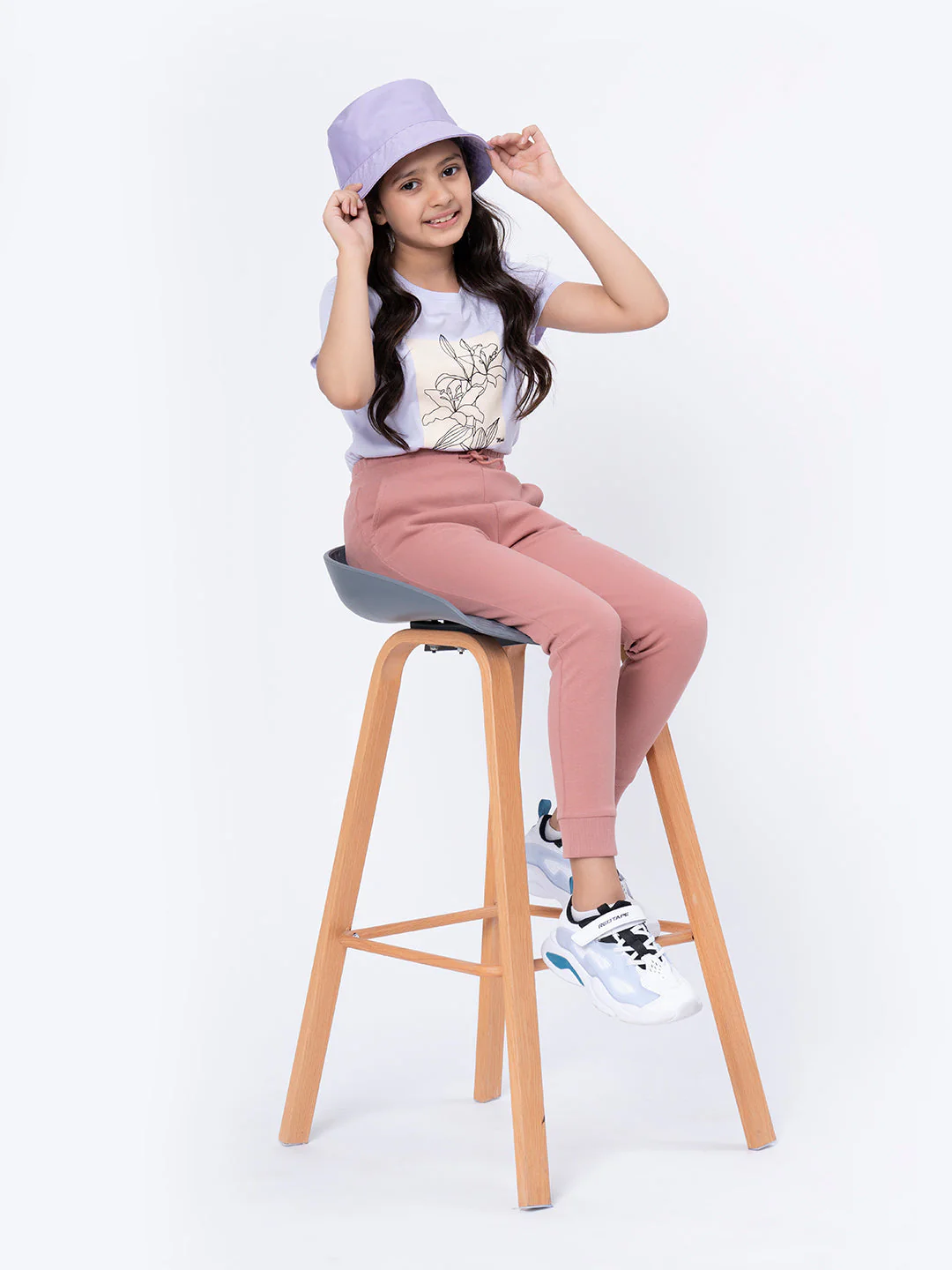 Girls Pale Pink Solid Jogger - Image 4