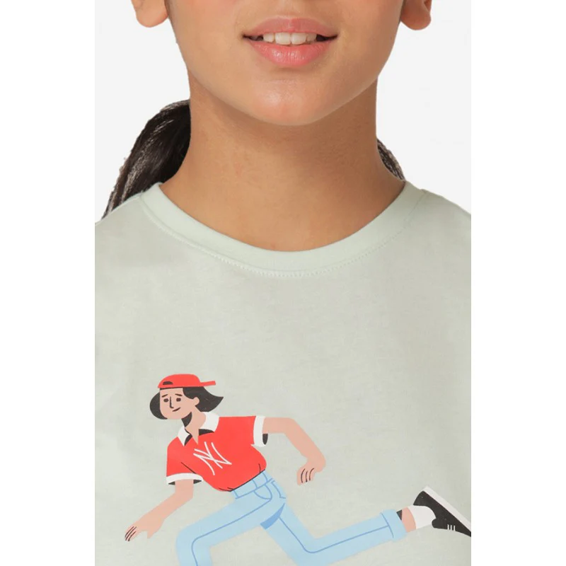 Girl's Pastel green Round Neck T-Shirt - Image 4
