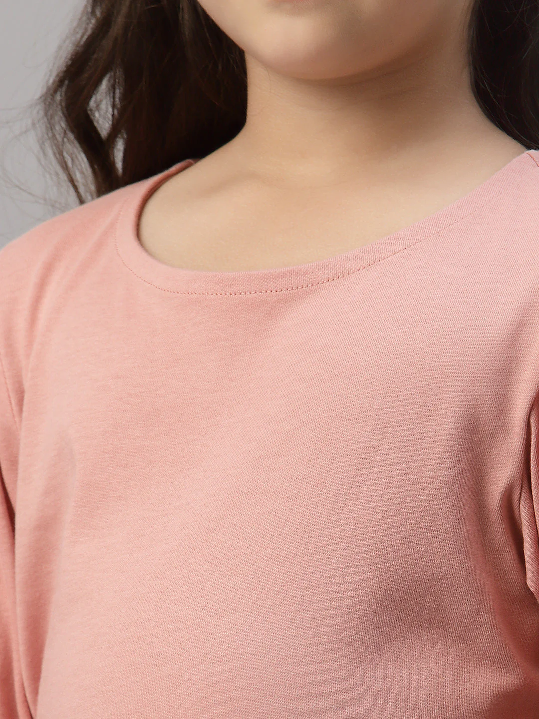 Girl's Pure Cotton Coral Haze Round Neck T-Shirt - Image 3