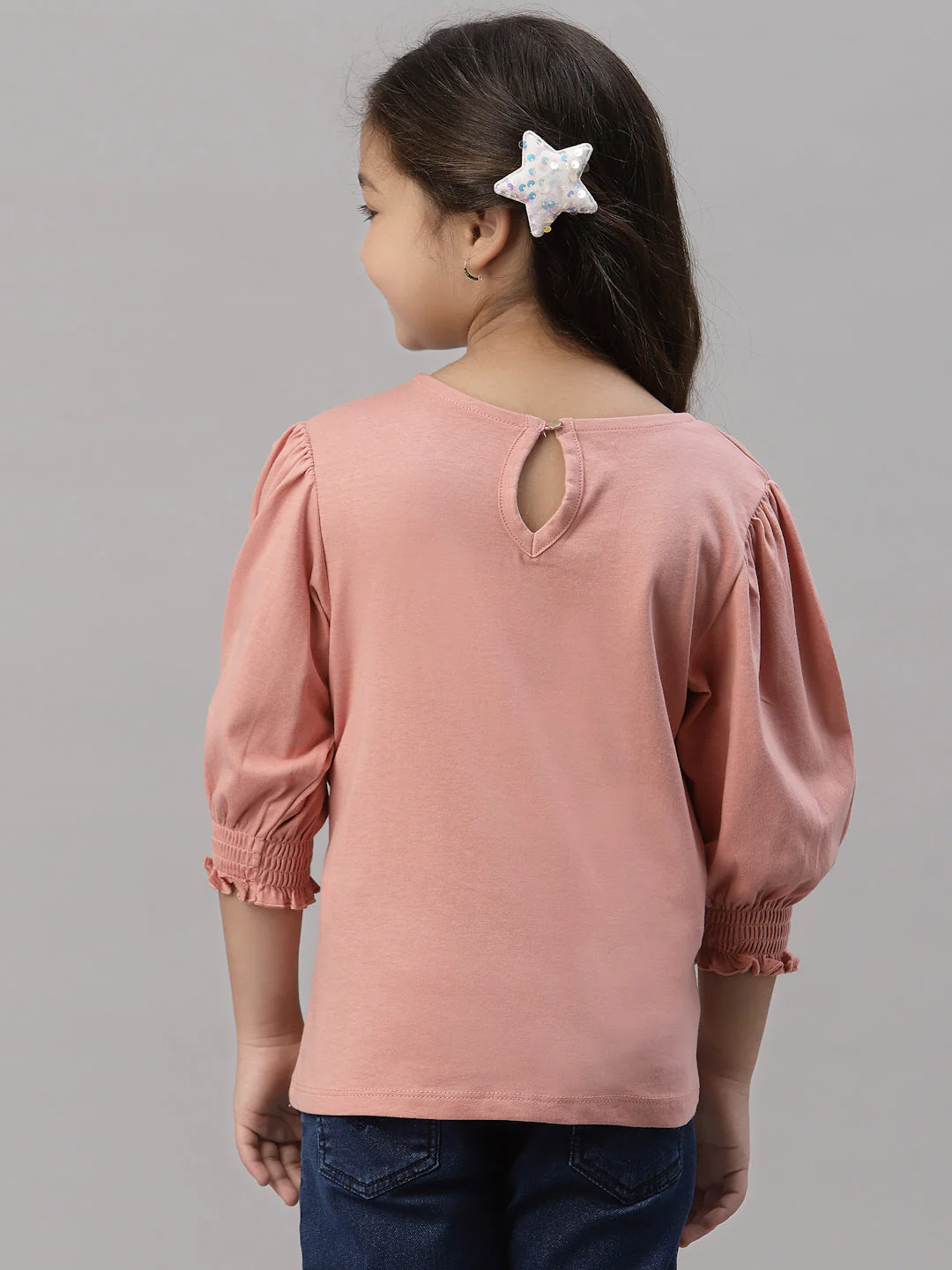 Girl's Pure Cotton Coral Haze Round Neck T-Shirt - Image 4