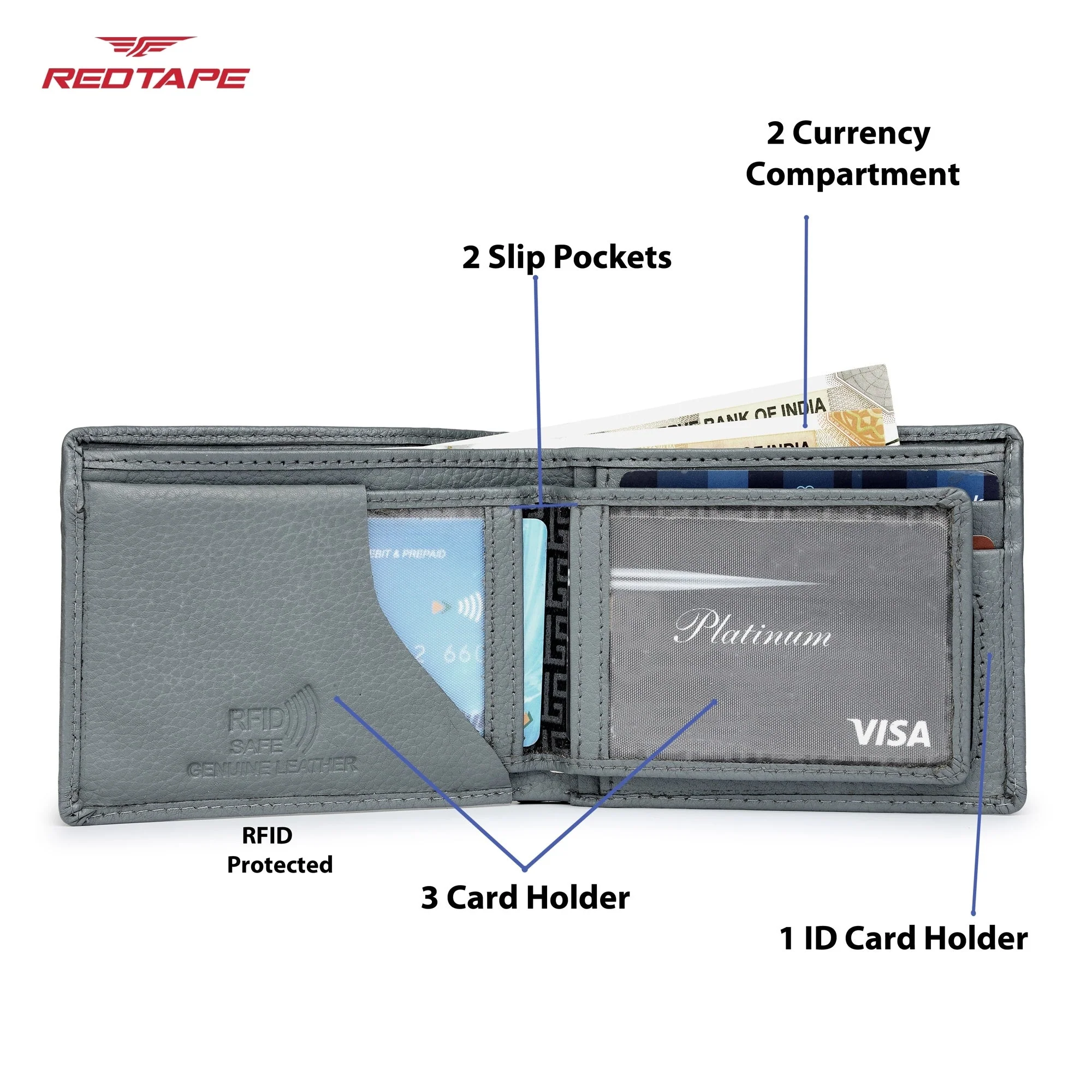 Grey Genuine Leather Wallet for Men - Image 5