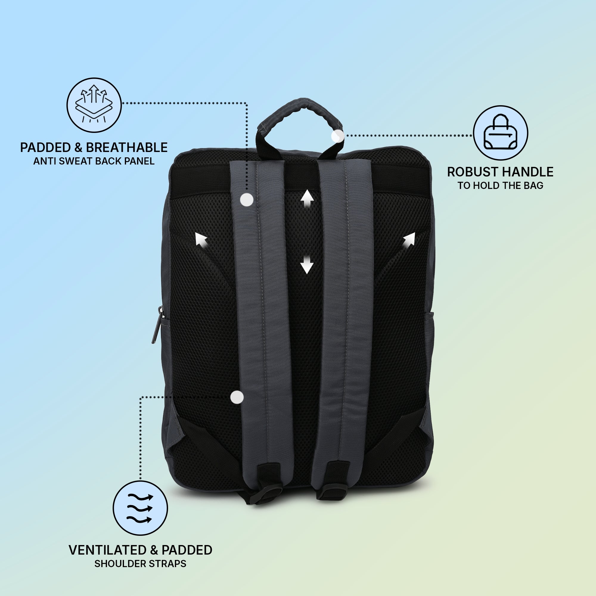 Grey Unisex 22L Polyester Laptop Backpack - Image 3