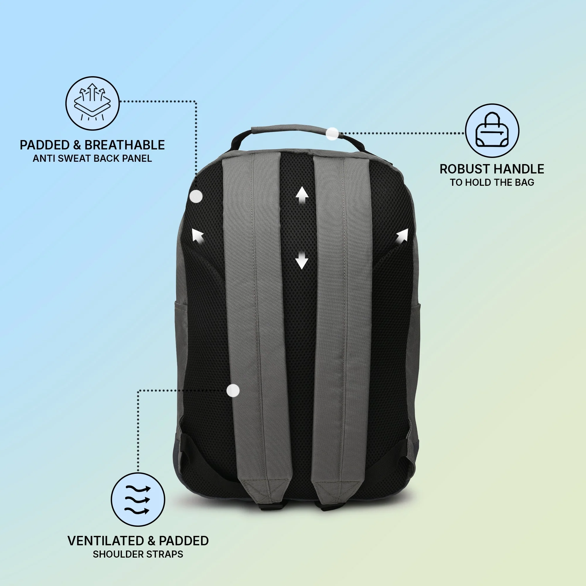 Grey Unisex 26L Polyester Laptop Backpack - Image 3