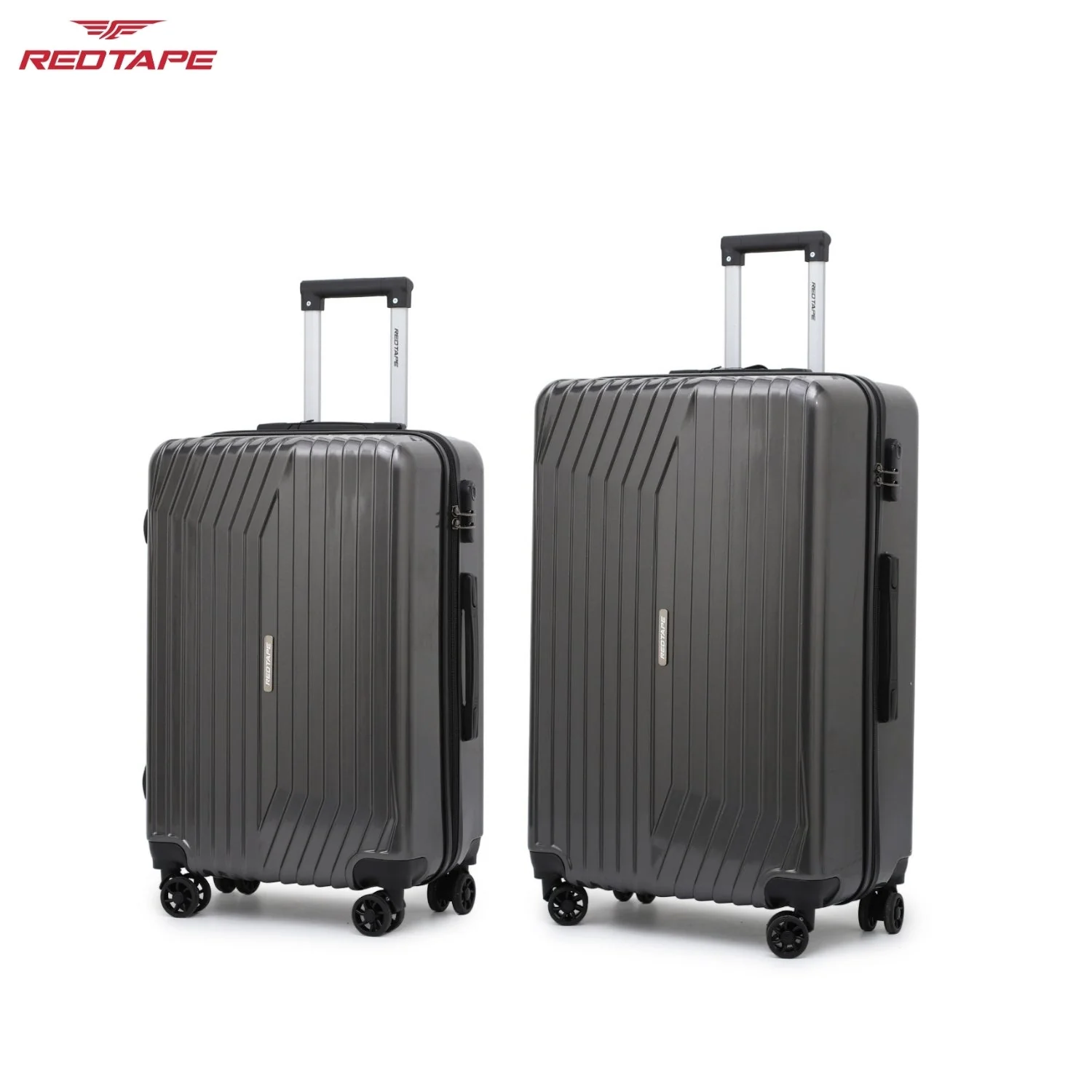 Gunmetal Black 8 Wheels Trolley Bag Set of 2 (Large + Cabin) - Image 2