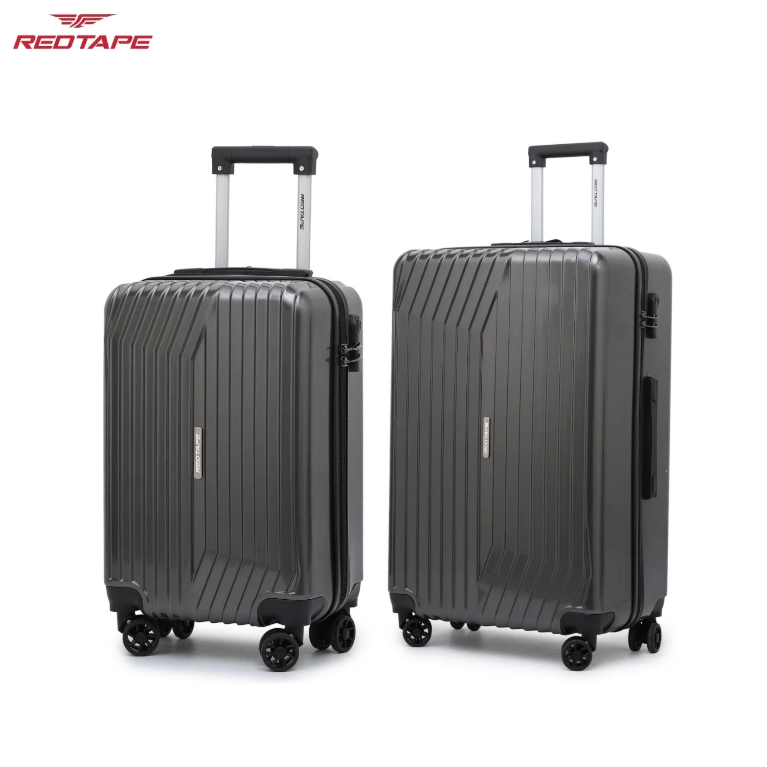 Gunmetal Black 8 Wheels Trolley Bag Set of 2 (Large + Medium) - Image 2