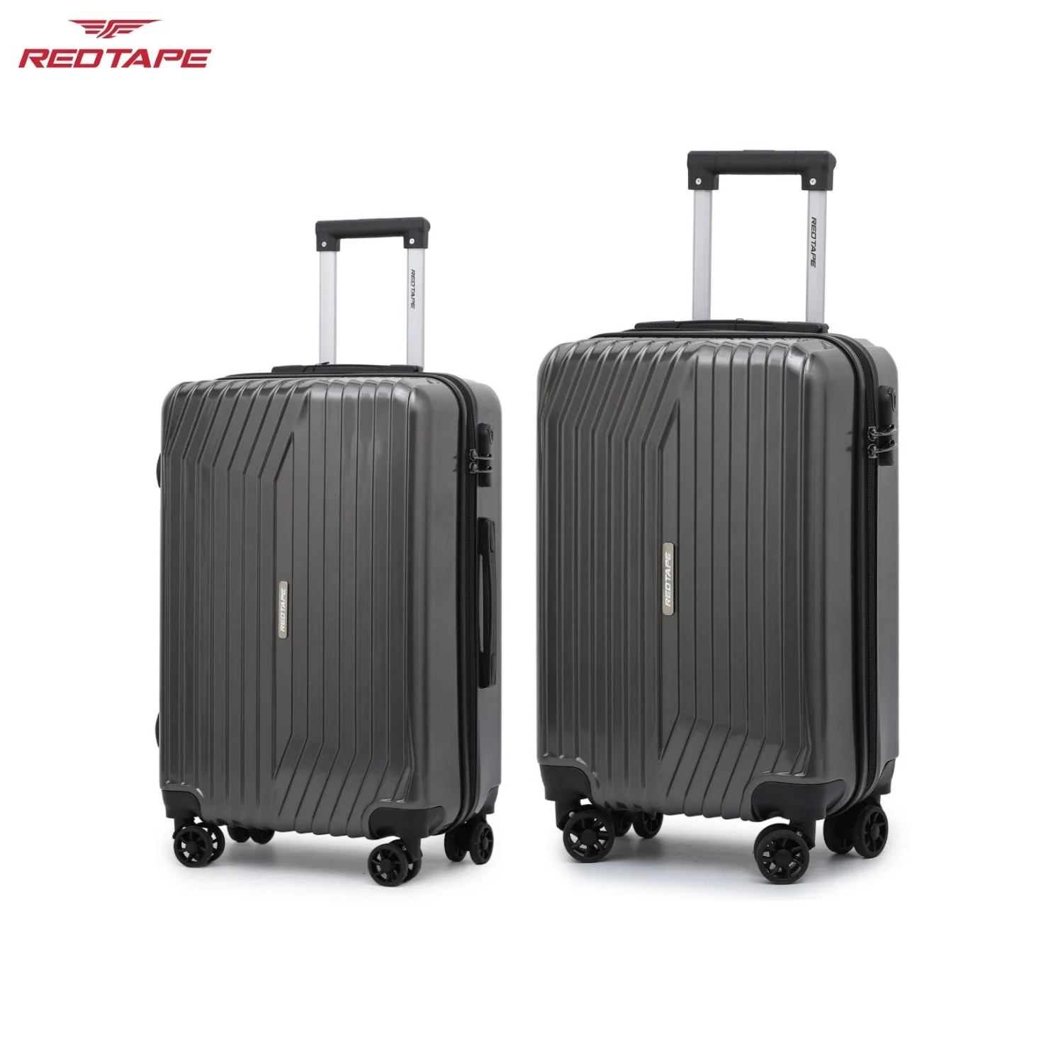 Gunmetal Black 8 Wheels Trolley Bag Set of 2 (Medium + Cabin) - Image 2