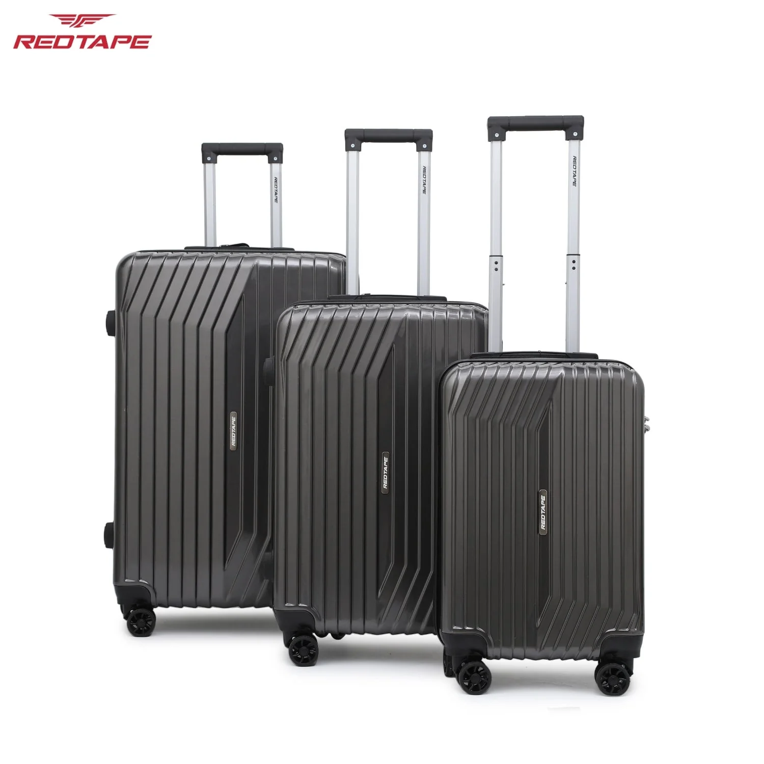 Gunmetal Black 8 Wheels Trolley Bag Set of 3 (Large + Medium + Cabin) - Image 2